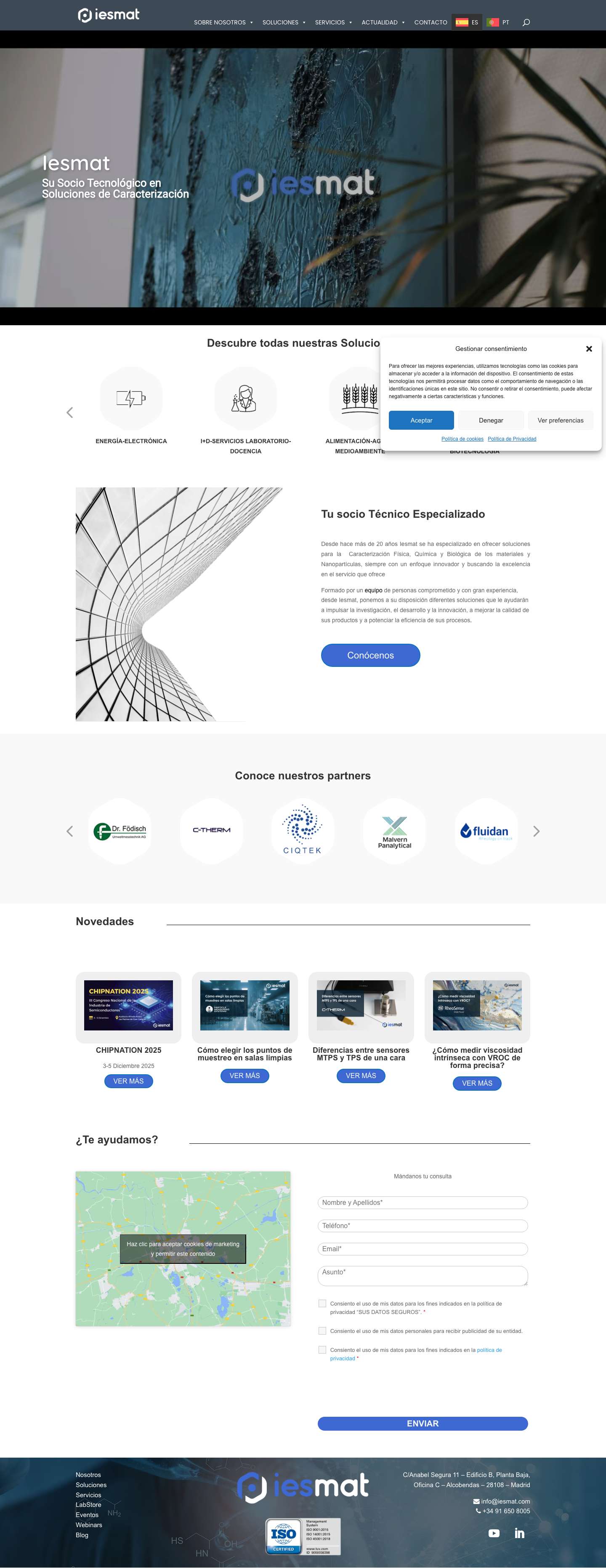 IESMAT | Soluciones Caracterización Física de Materiales - Full Screenshot