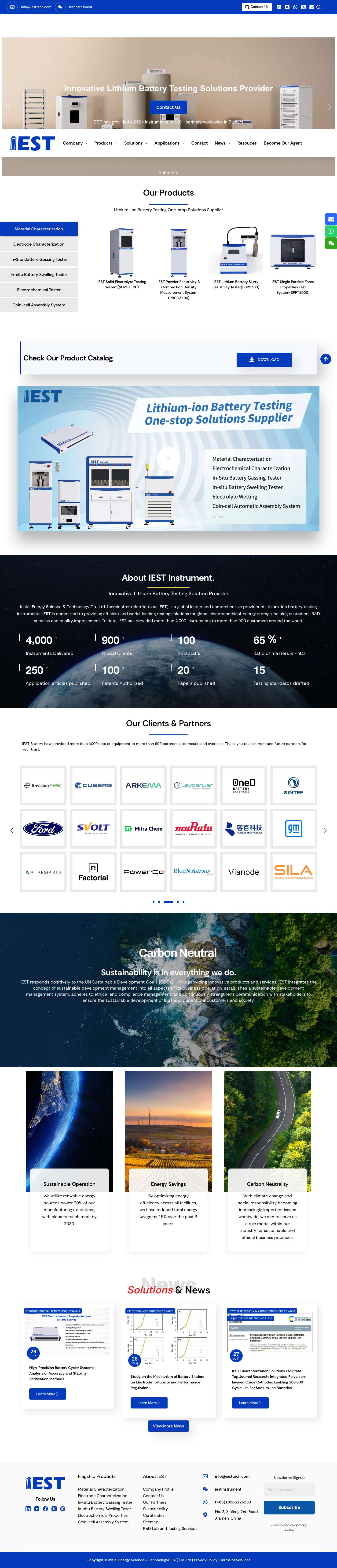 IEST | Innovative Lithium Battery Testing Solutions Provider - Full Screenshot