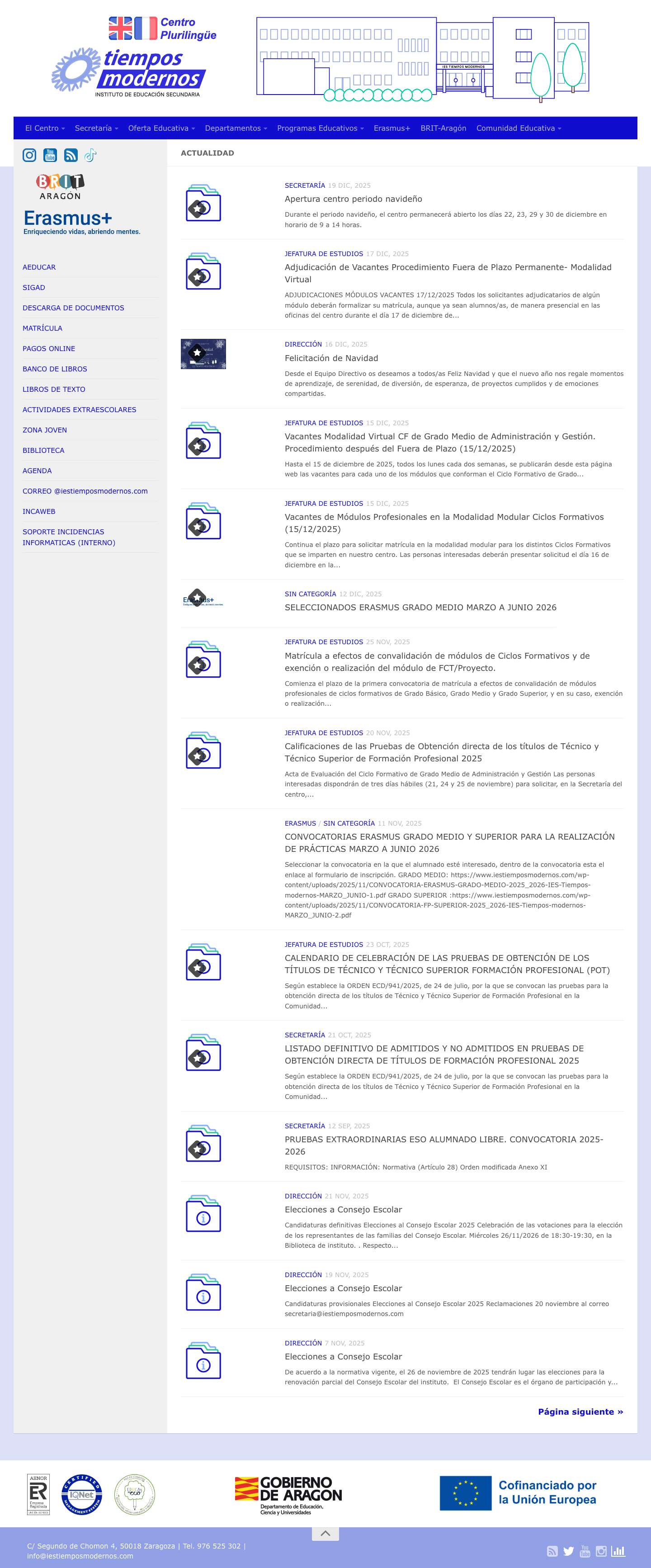 IES Tiempos Modernos – Instituto de Educación Secundaria de Zaragoza - Full Screenshot