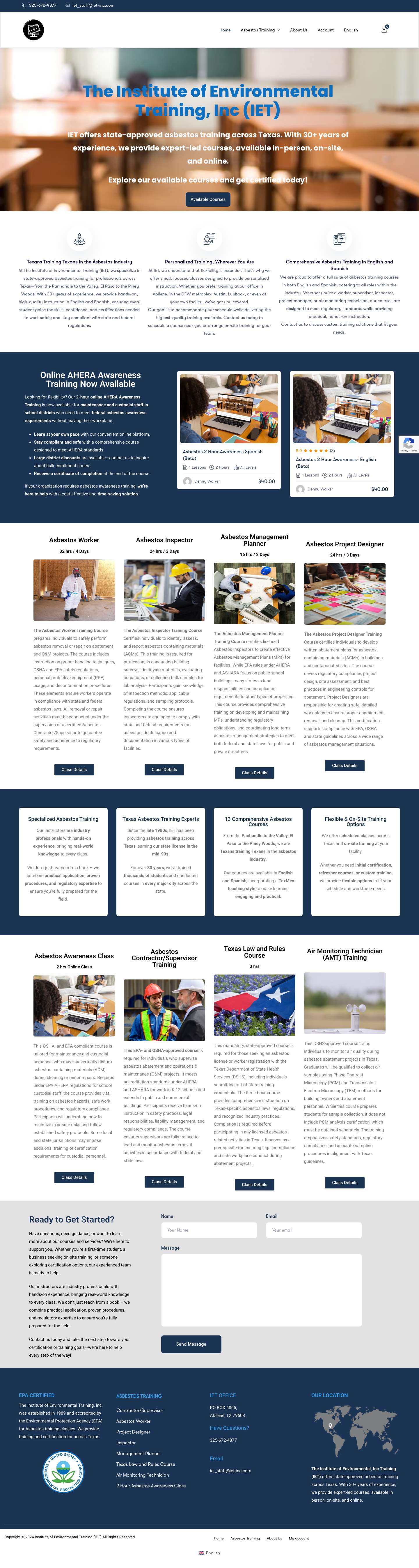 IET-INC – The Institute of Environmental Training - Full Screenshot