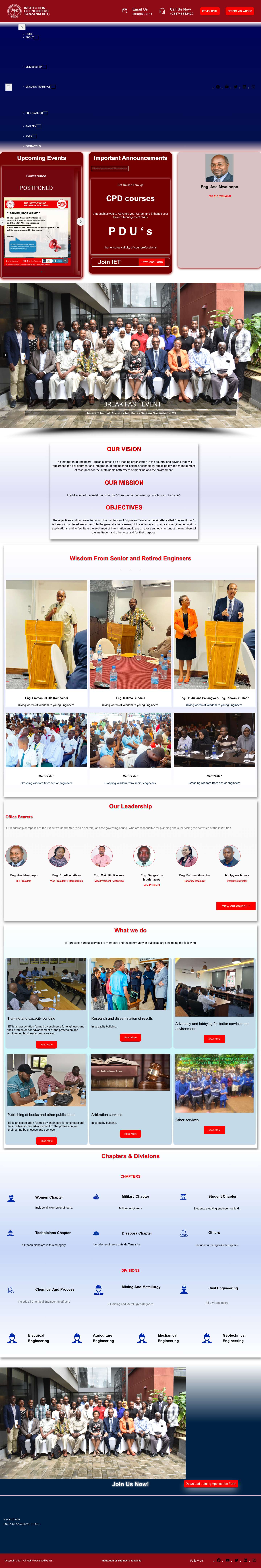 Institution of Engineers Tanzania – Uphold Excellence In Engineering Professions - Full Screenshot