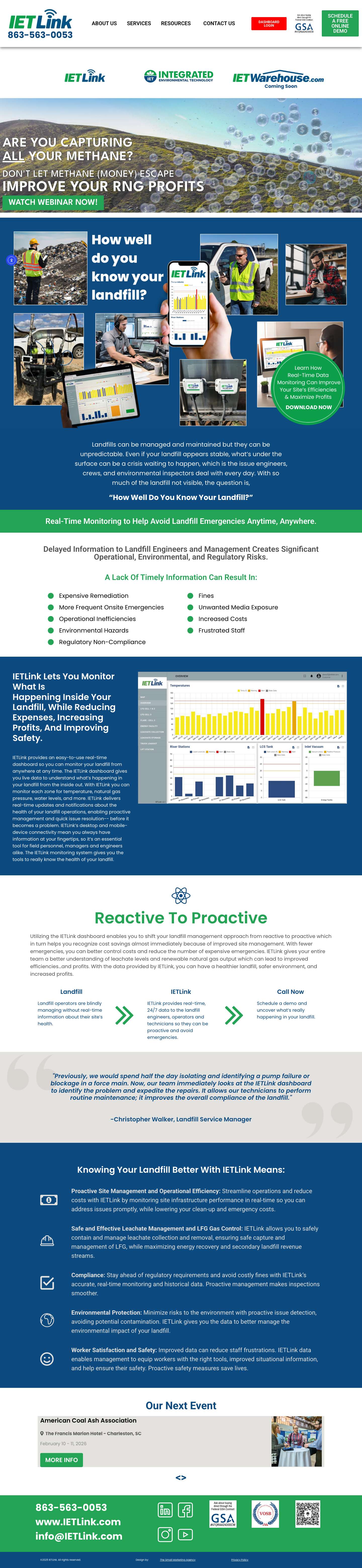IETLink Website | Leachate and Gas Monitoring - Full Screenshot