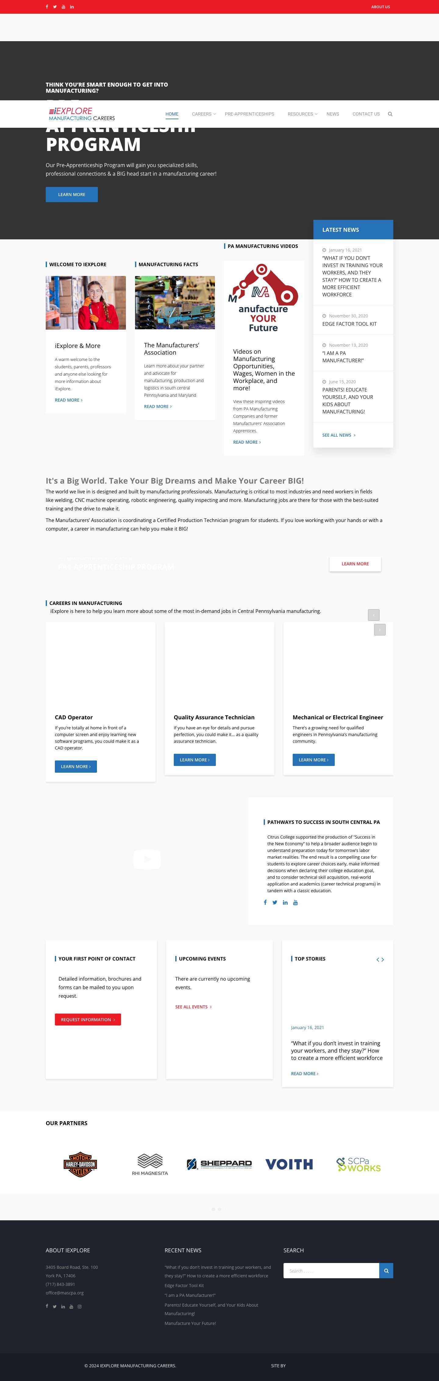 Home - iExplore Manufacturing Careers - Full Screenshot