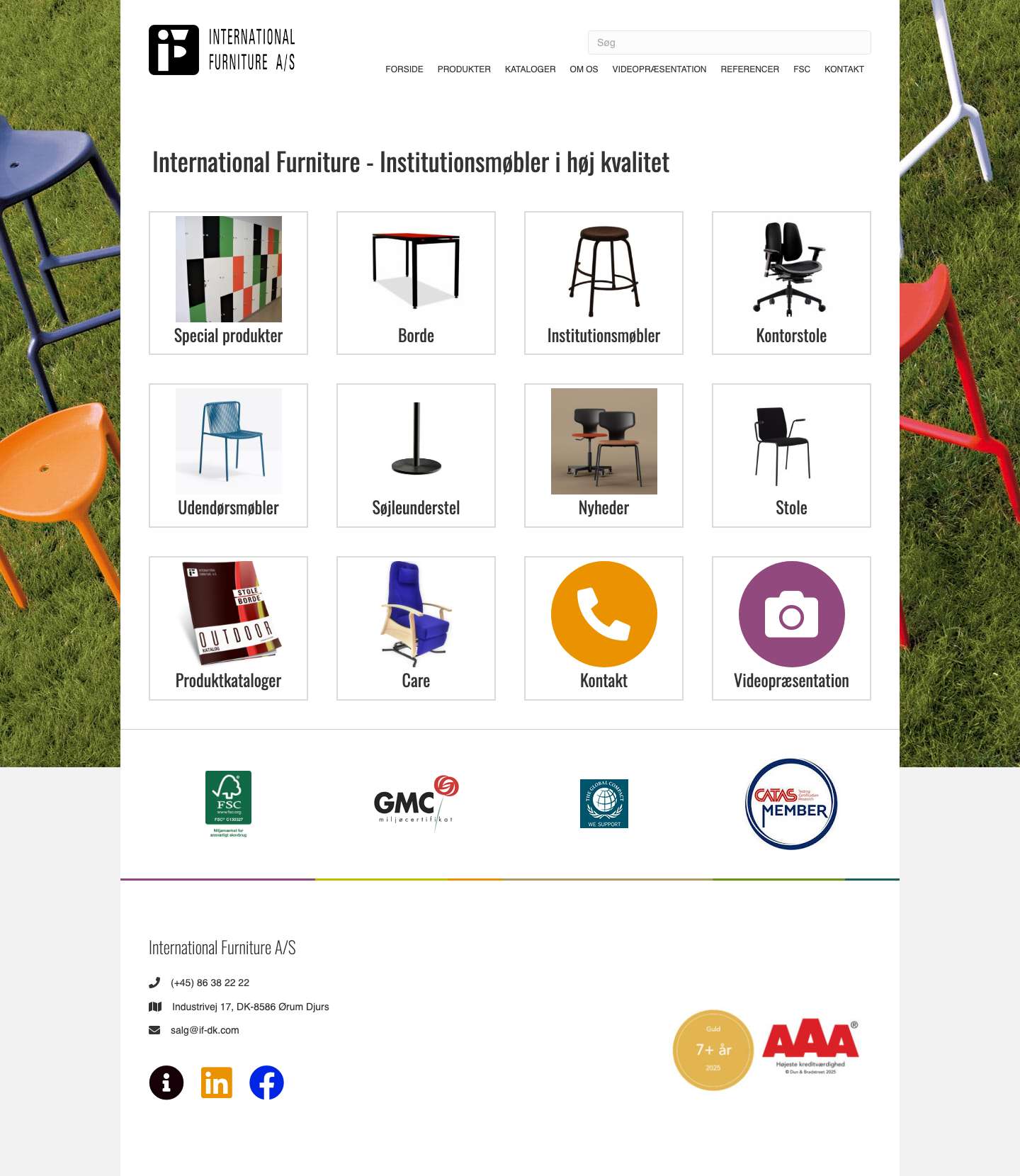 Forside International Furniture A/S - Institutionsmøbler i høj kvalitet - Full Screenshot