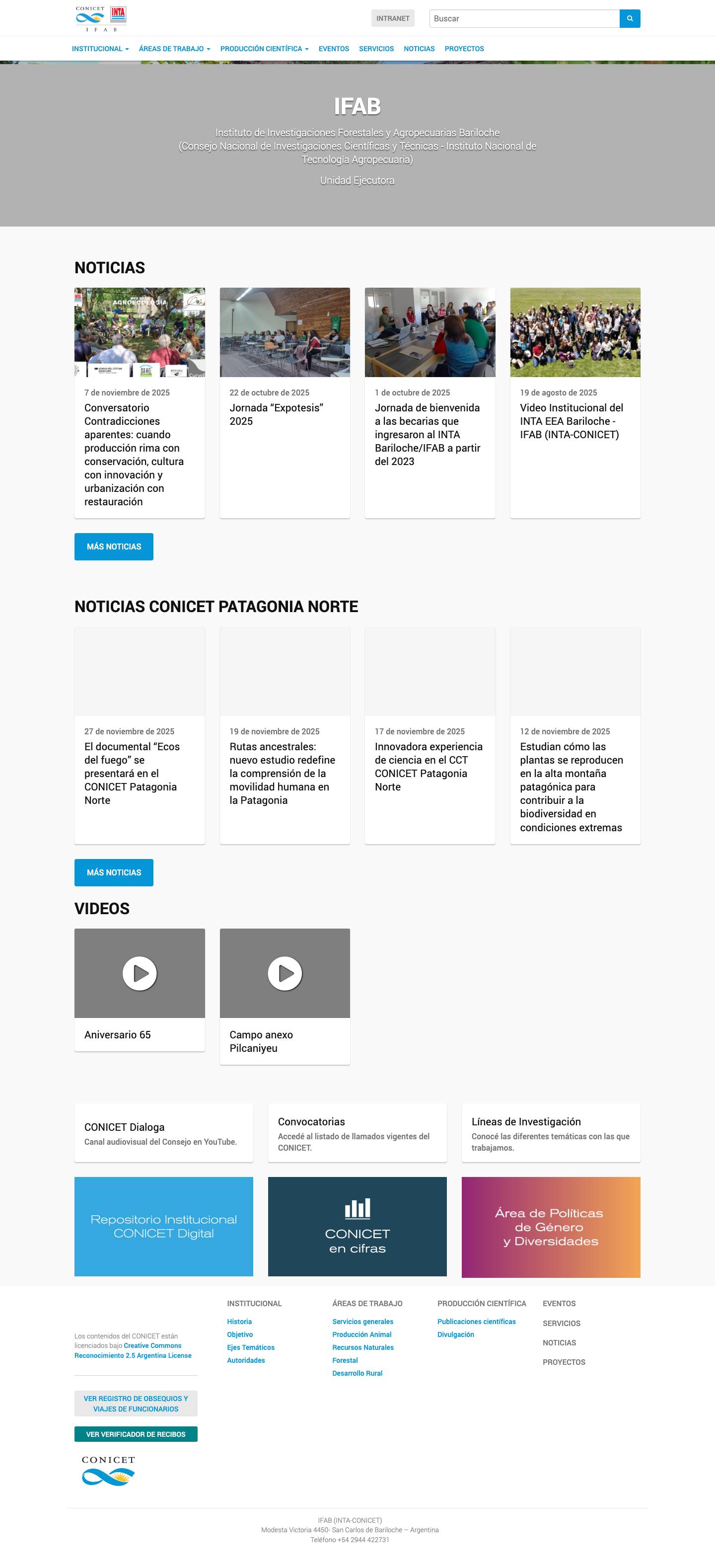 IFAB | Instituto de Investigaciones Forestales y Agropecuarias Ba - Full Screenshot
