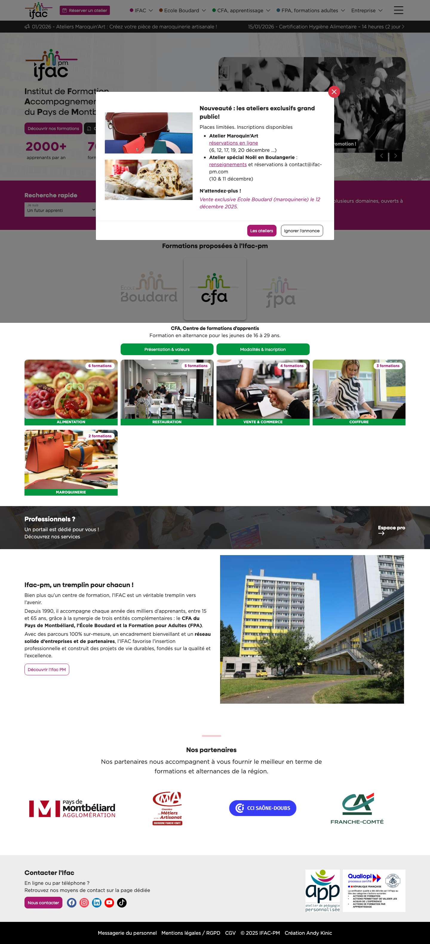 Ifac-pm en Franche-comté - Apprentissage et formations adultes - Full Screenshot