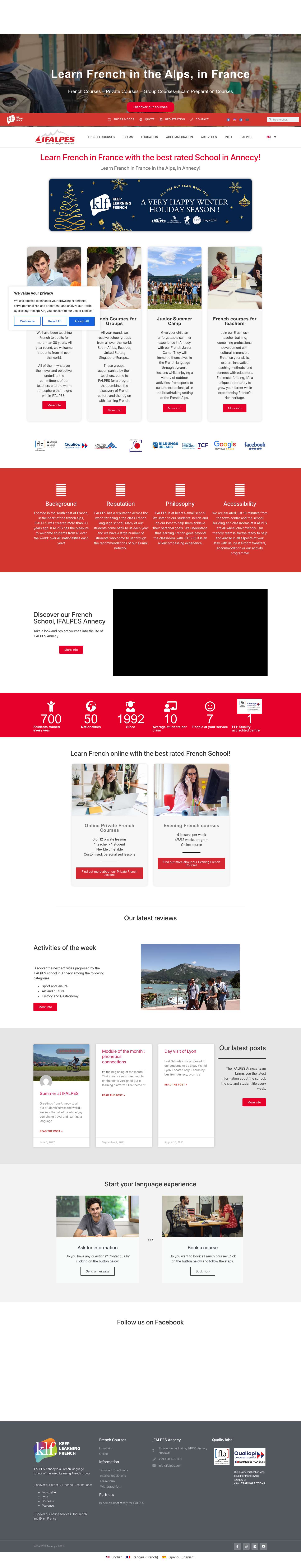 Learn French in the Alps, in France - IFALPES Annecy - Full Screenshot