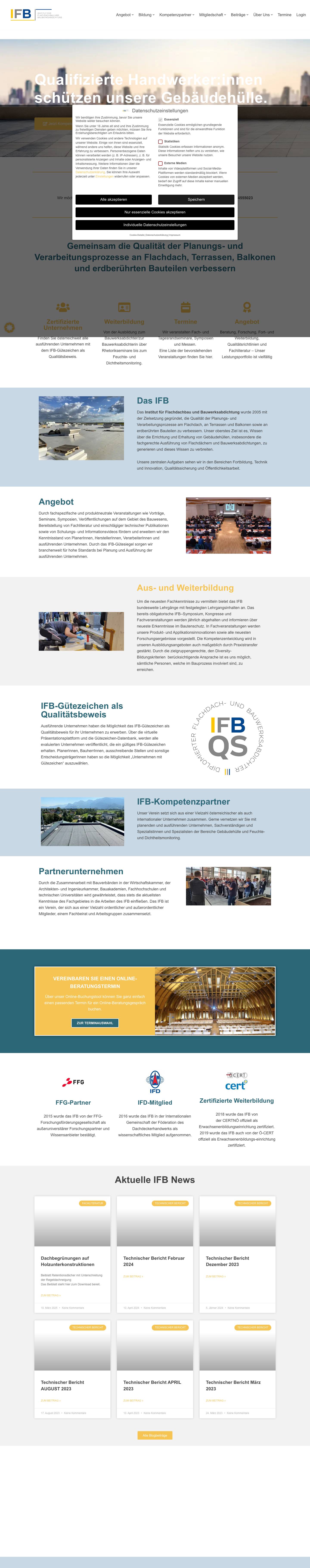Institut für Flachdachbau und Bauwerksabdichtung – Weil uns die Zukunft am Herzen liegt. - Full Screenshot
