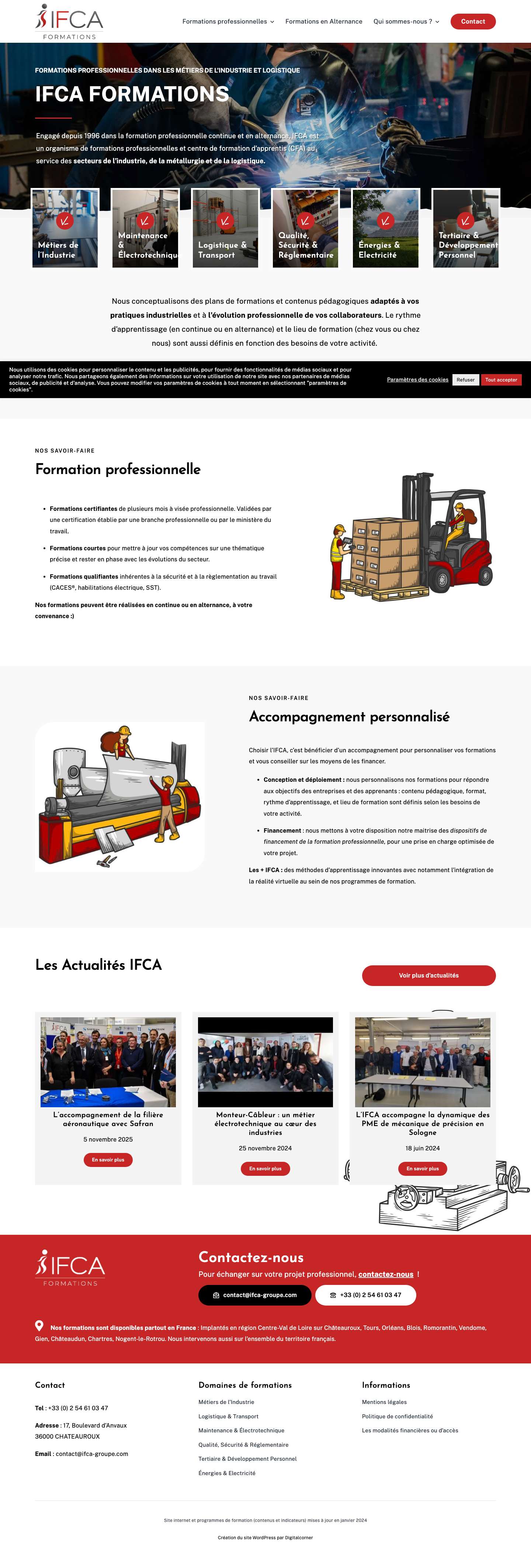 IFCA organisme de formation industrie, métallurgie et logistique - Full Screenshot