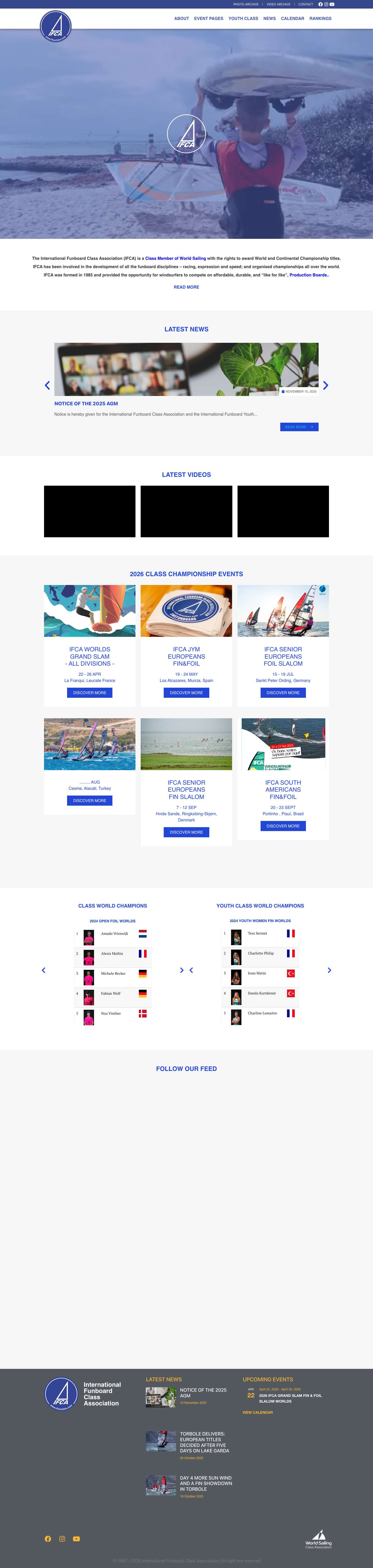 IFCA | International Funboard Class Association - Full Screenshot