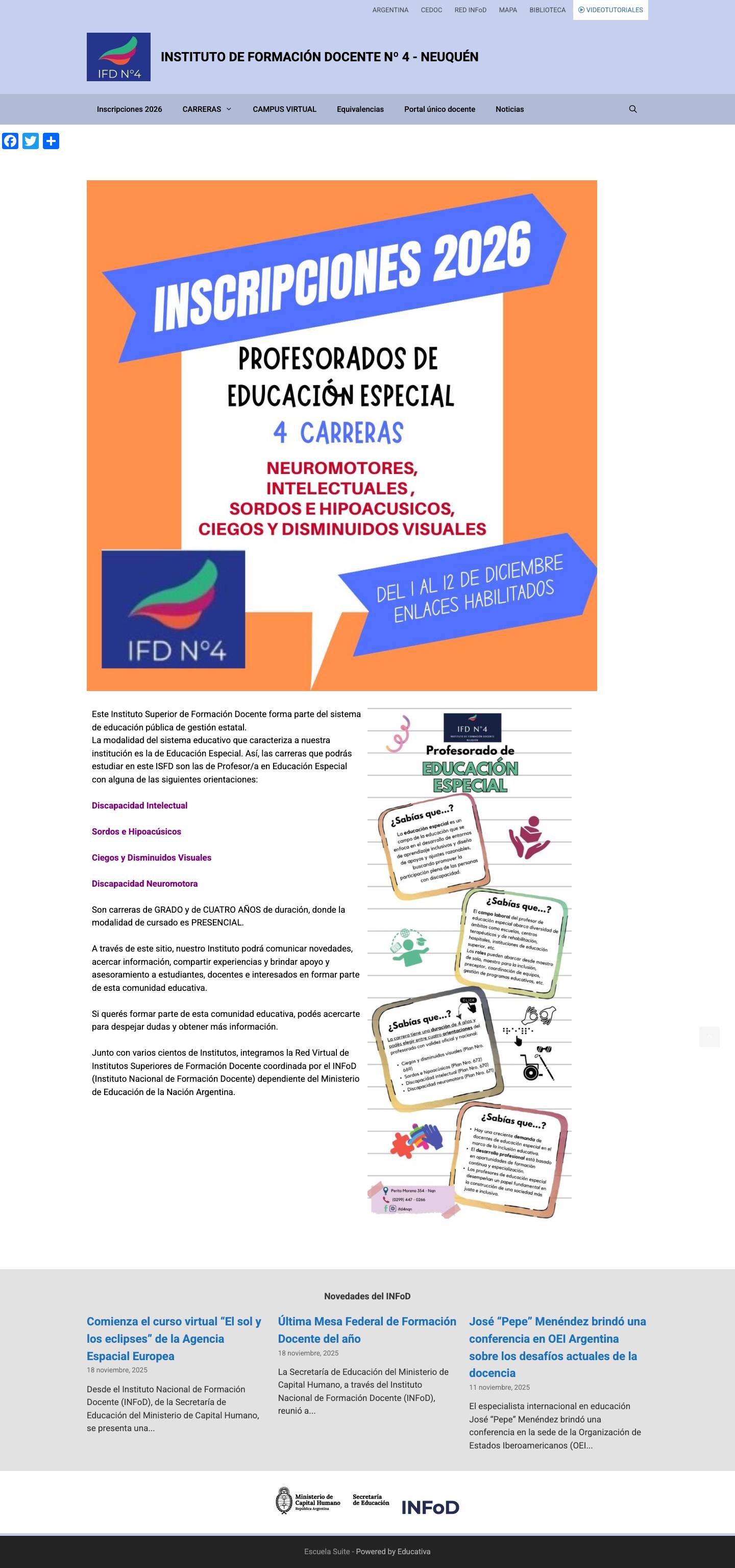 INSTITUTO DE FORMACIÓN DOCENTE Nº 4 – NEUQUÉN - Full Screenshot