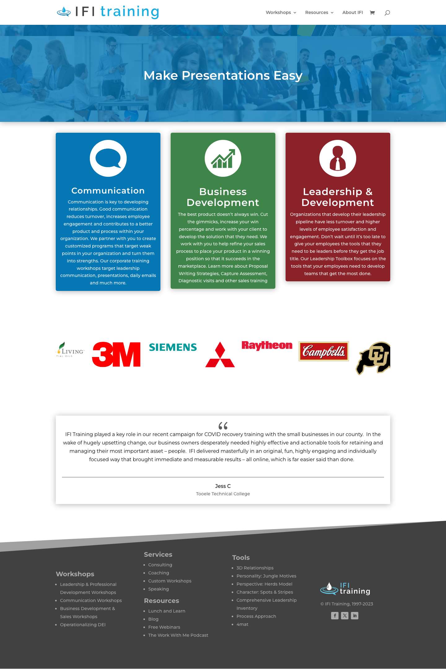 Index - IFI Training - Full Screenshot