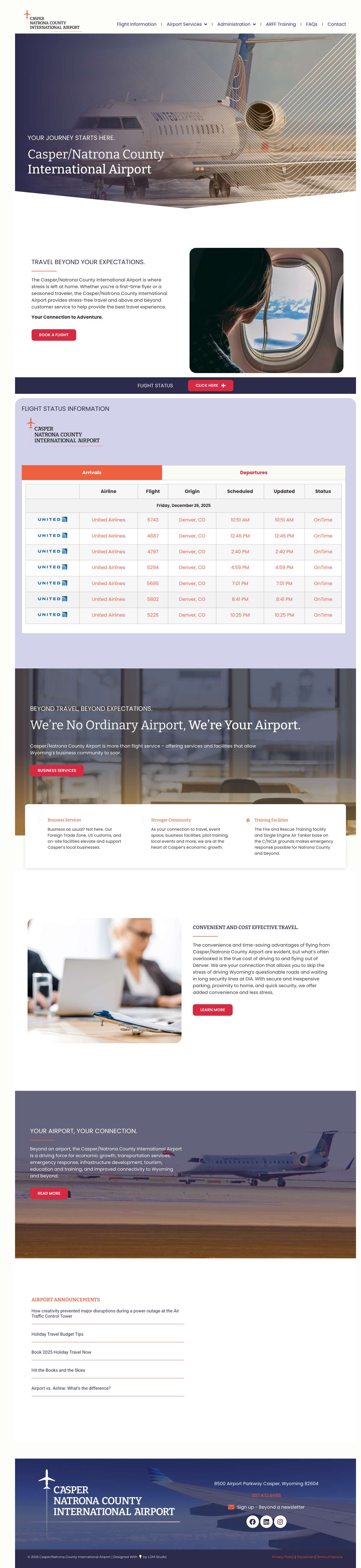 Home - Casper/Natrona County International Airport - Casper, Wyoming - Full Screenshot