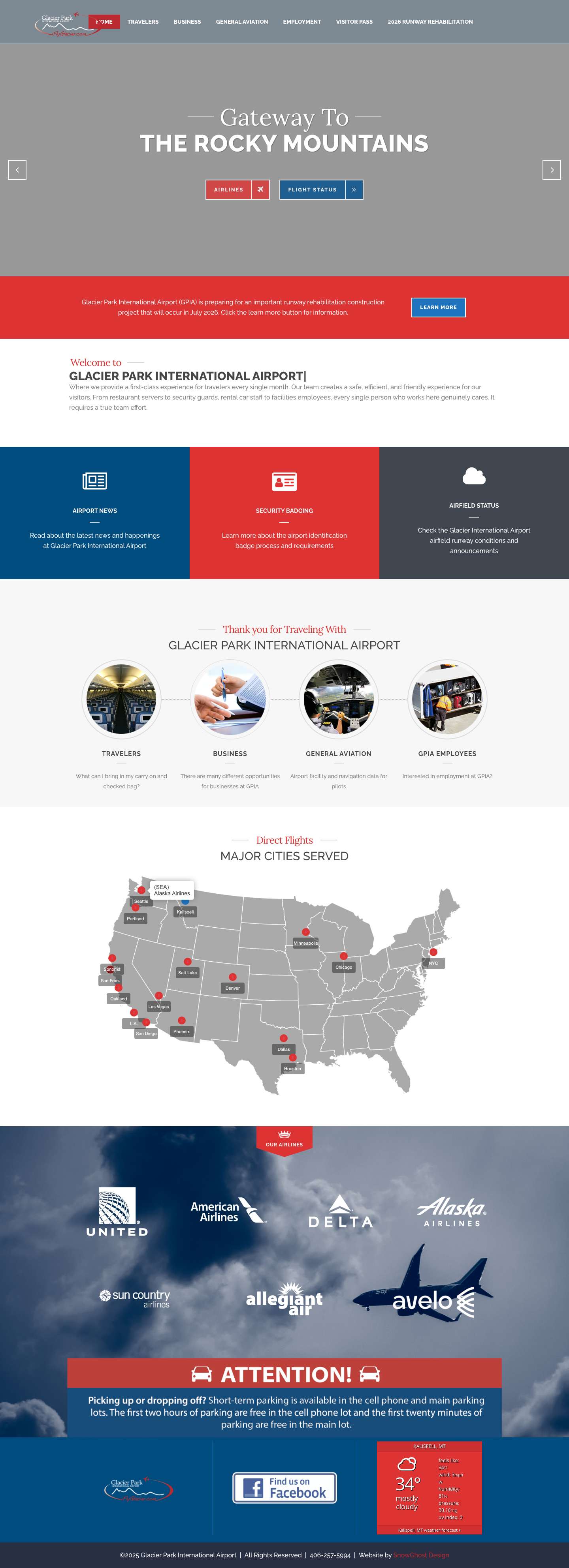 Glacier Park International Airport - iflyglacier.com - Full Screenshot