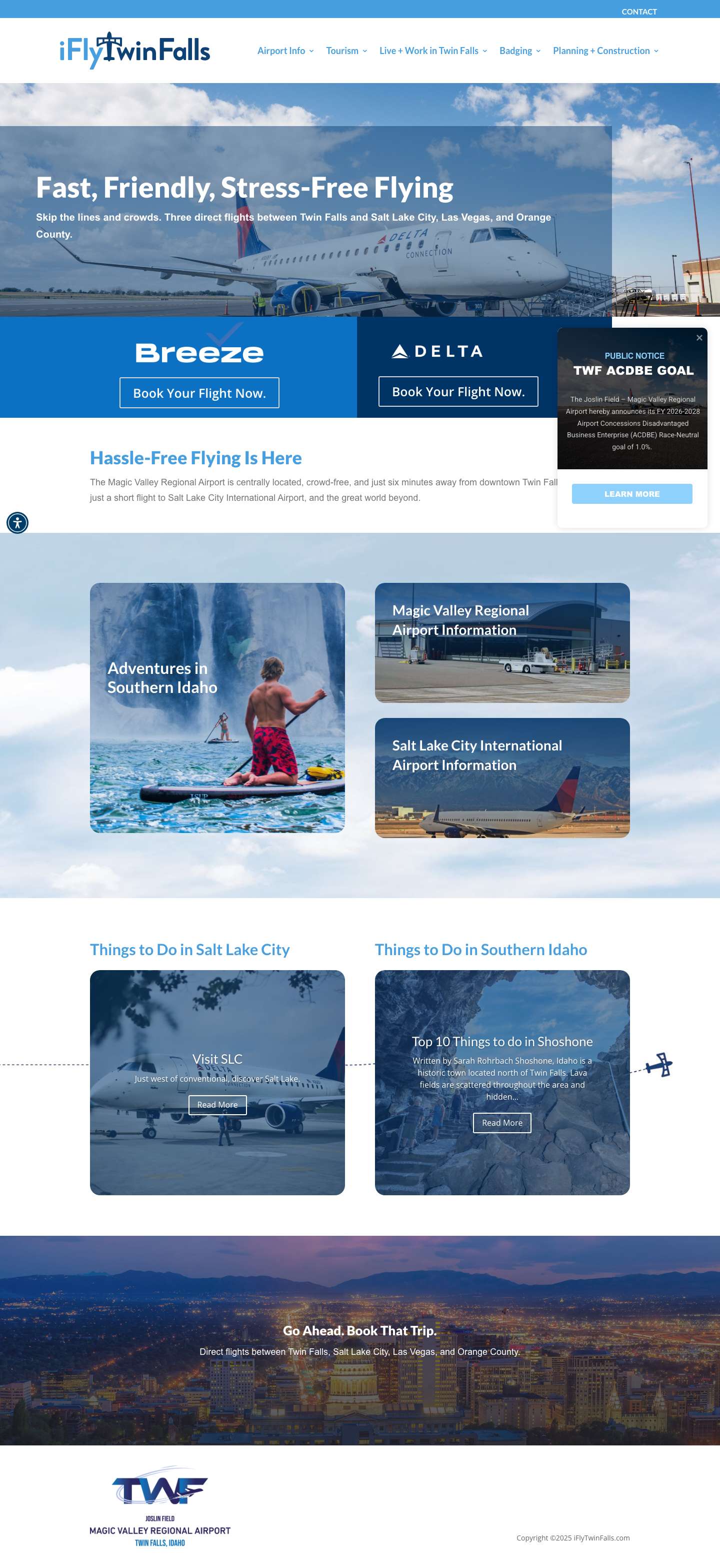 iFlyTwinFalls - Magic Valley Regional Airport Twin Falls to SLC > Delta - Full Screenshot