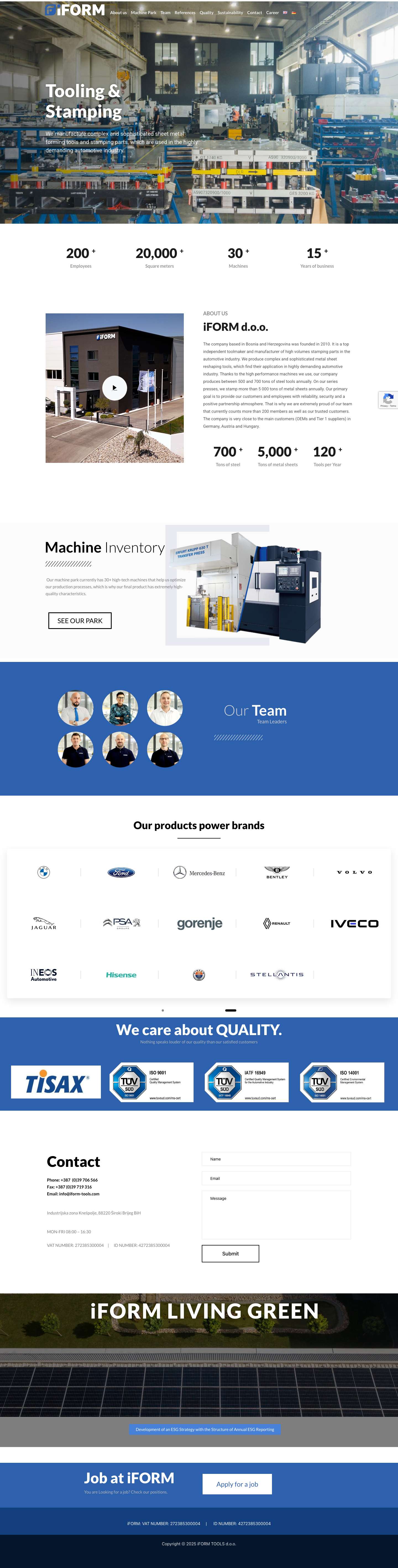 iFORM TOOLS d.o.o. – We produce complex and sophisticated metal sheet reshaping tools - Full Screenshot