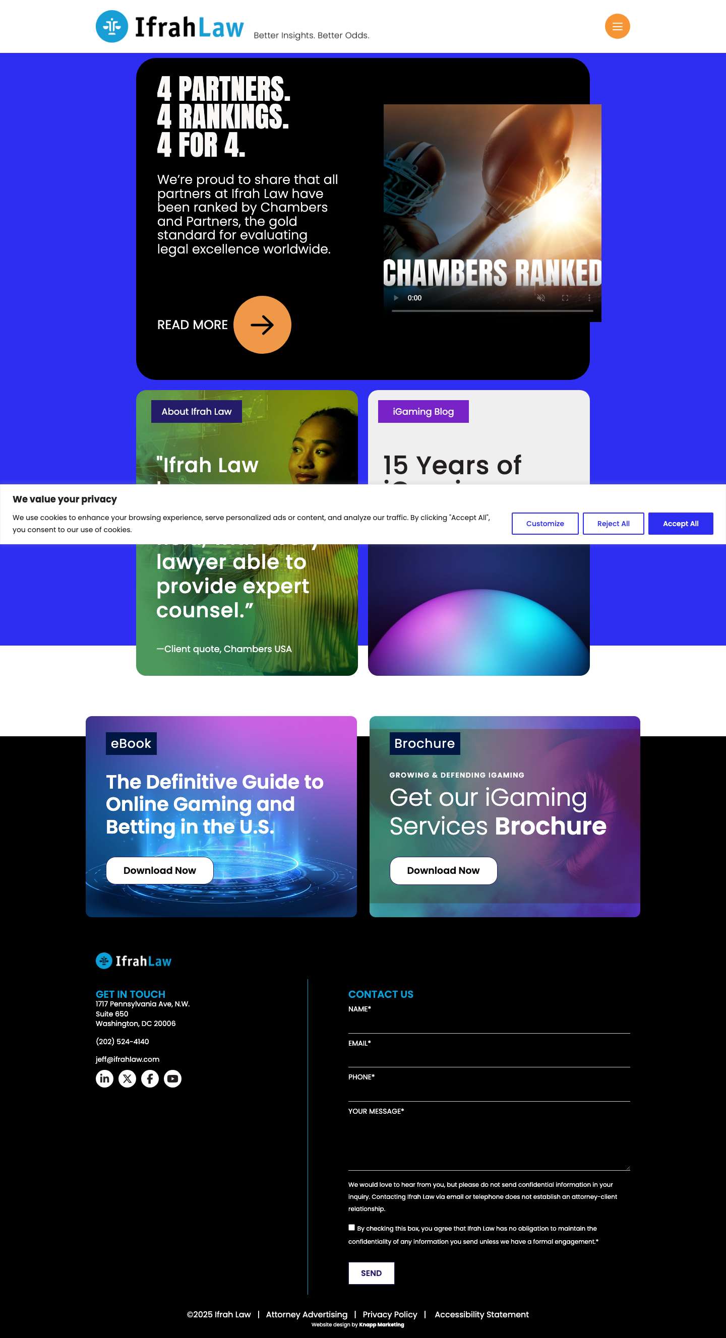 Better Insights. Better Odds. | Ifrah Law PLLC - Full Screenshot