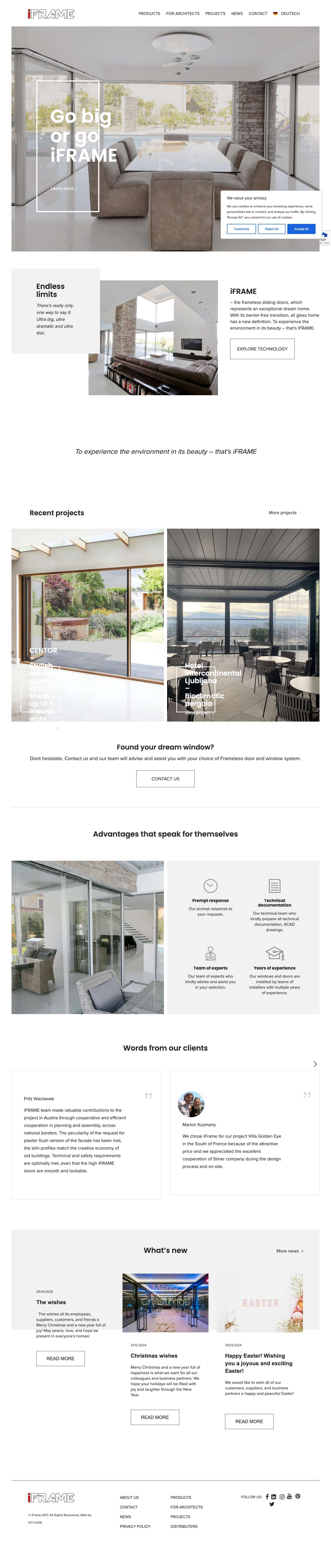 iFrame - Frameless Doors and Windows - Full Screenshot