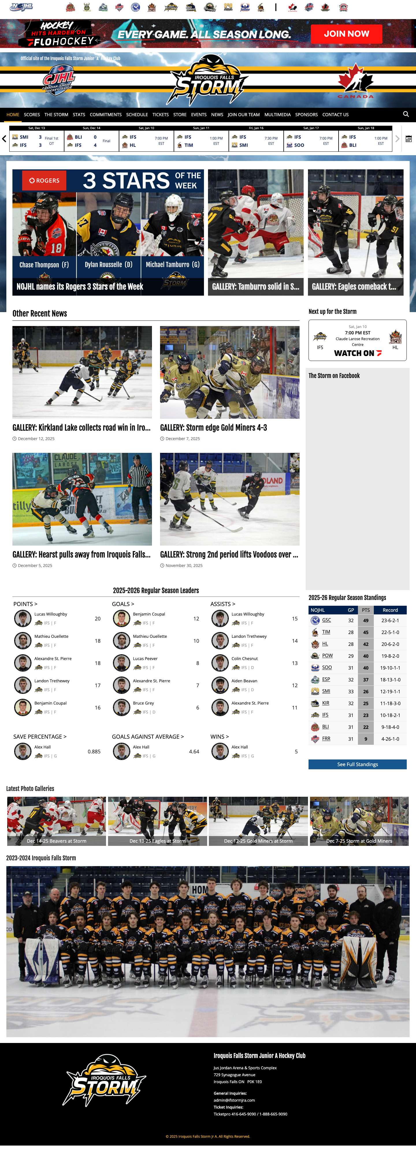 Iroquois Falls Storm Jr A - Full Screenshot