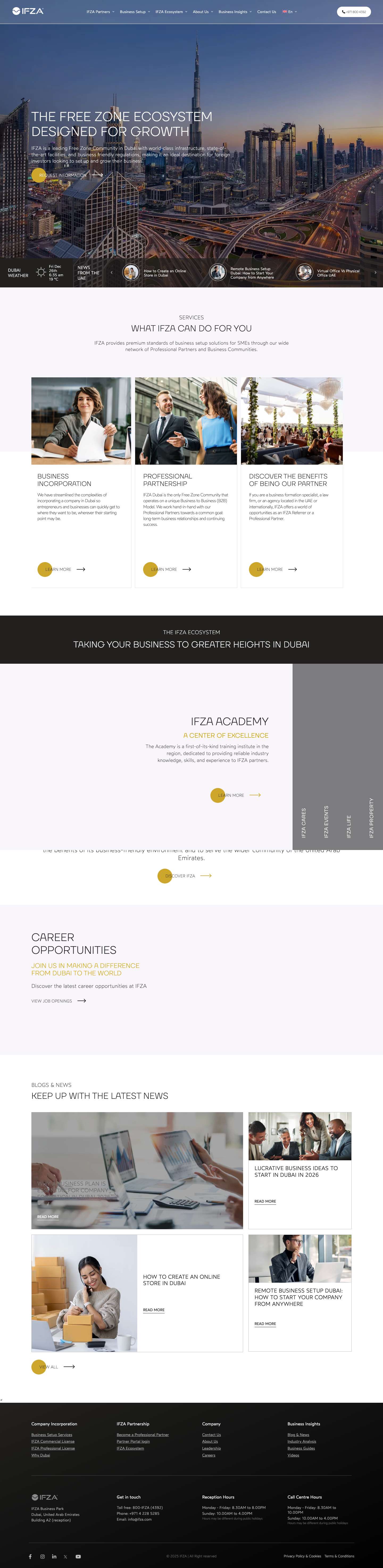 Your leading Free Zone Community in Dubai | IFZA Dubai - Full Screenshot