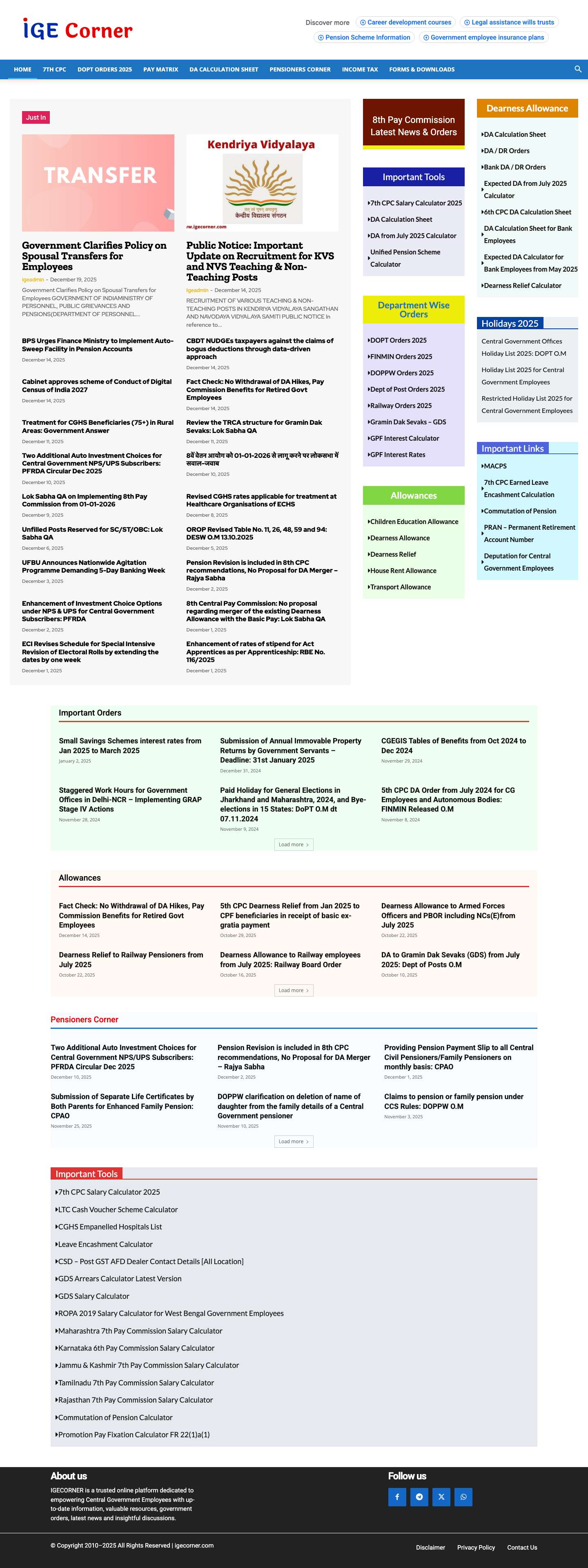 Central Government Employees News - IGECORNER - Full Screenshot
