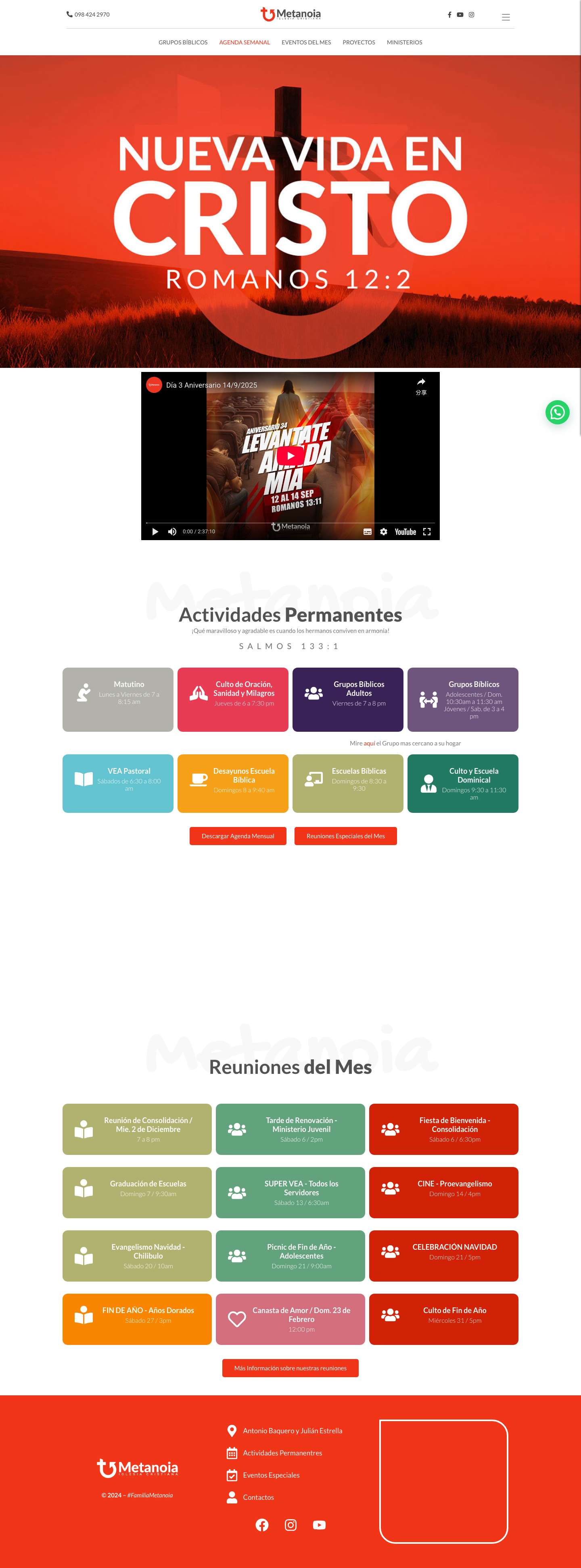 Inicio - IGLESIA CRISTIANA METANOIAWhatsApp - Full Screenshot