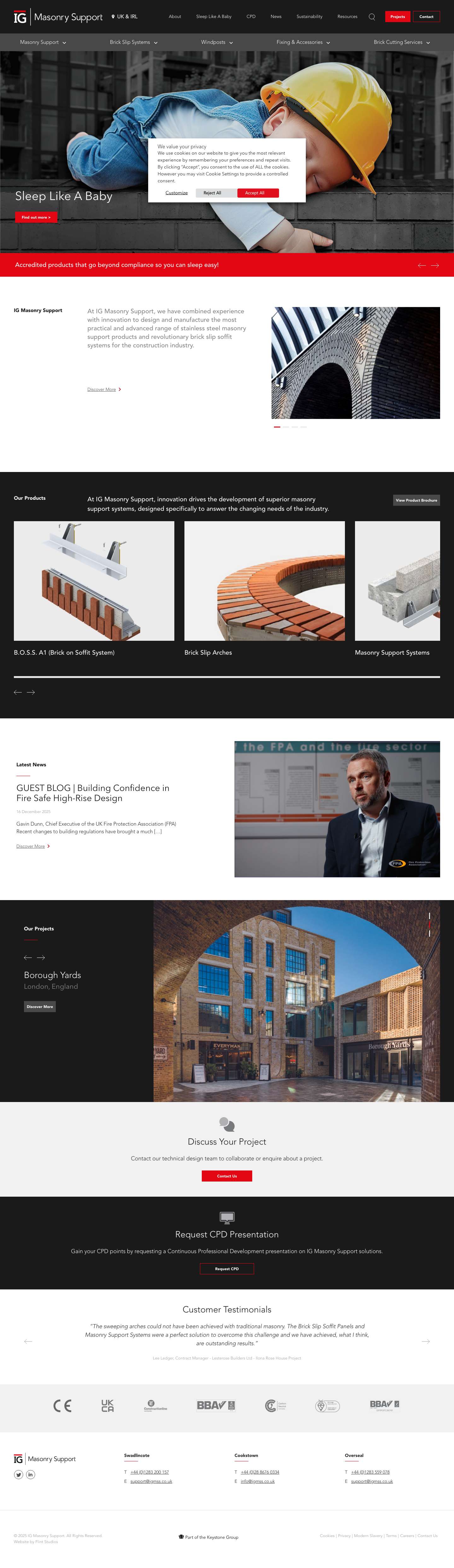 Masonry Support & Brick Slip Solutions | IG Masonry Support - Full Screenshot