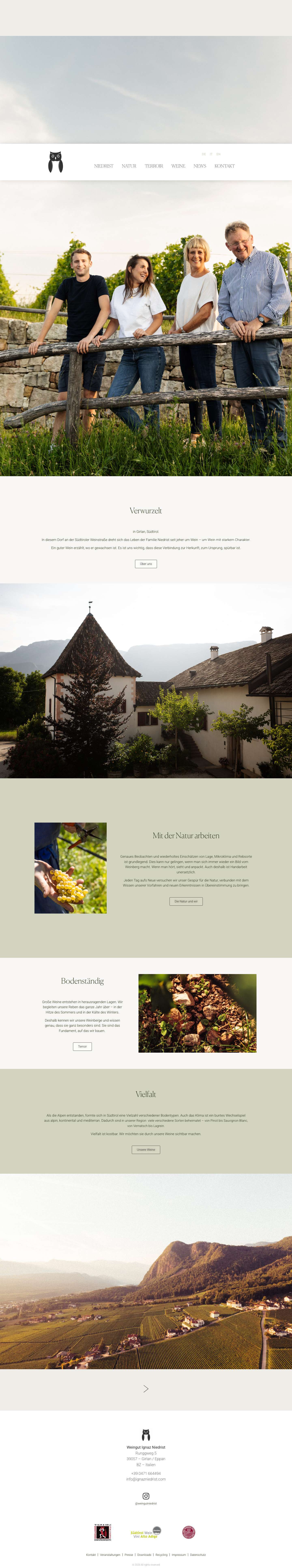 Weingut Ignaz Niedrist – Weingut Ignaz Niedrist in Girlan – Südtirol - Full Screenshot