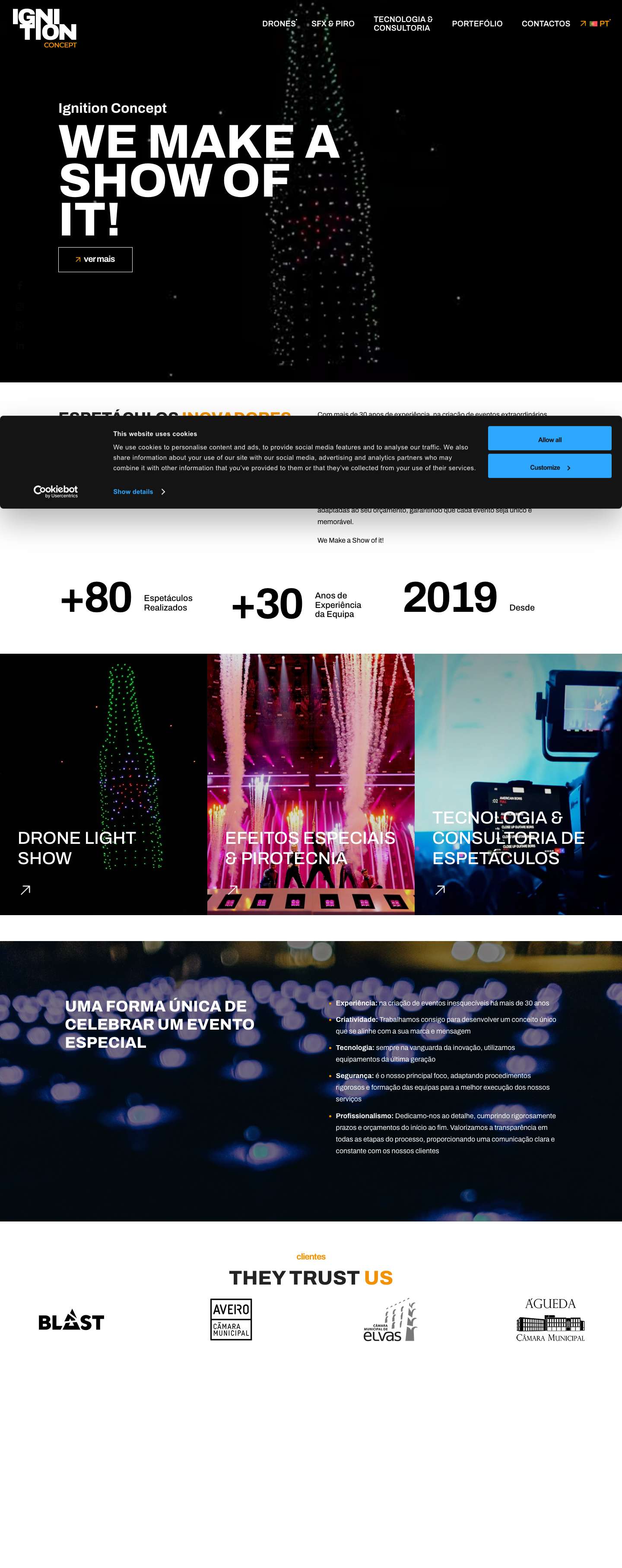 Empresa Portuguesa Líder em Espetáculos de drones - Ignition Concept - Full Screenshot