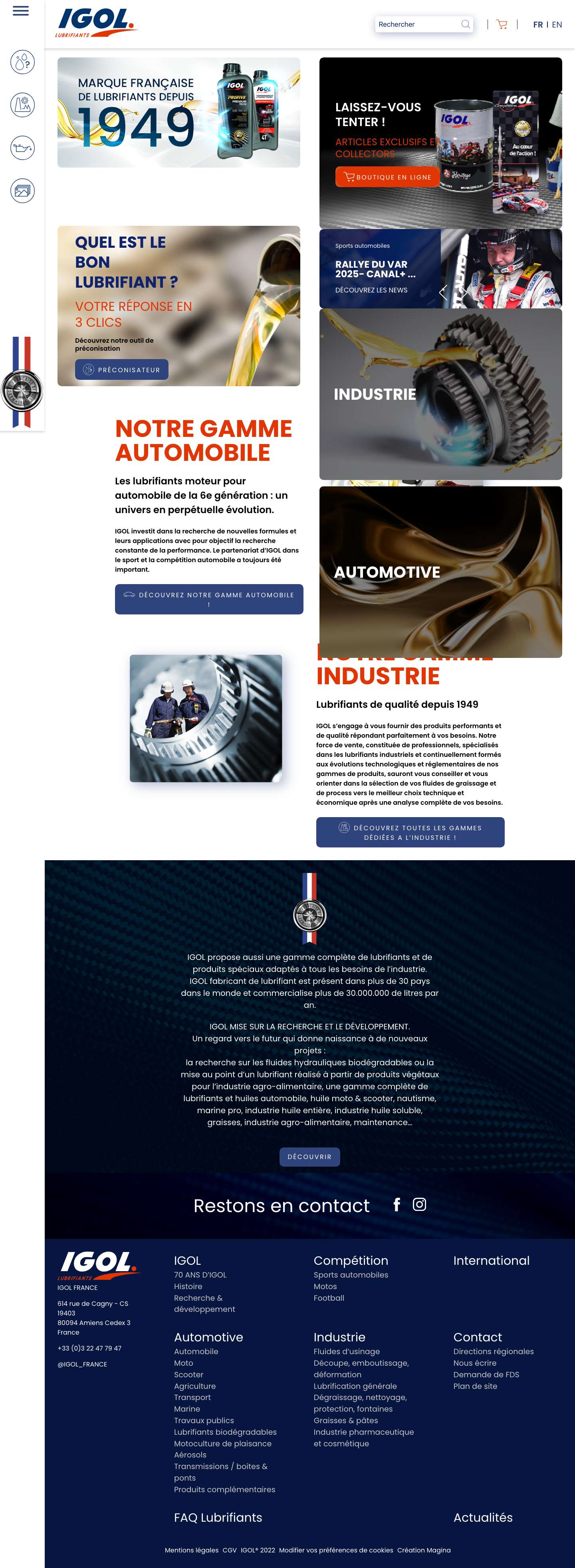 Igol : Huile moteur et lubrifiant pour l’auto, moto et l’industrie - Full Screenshot