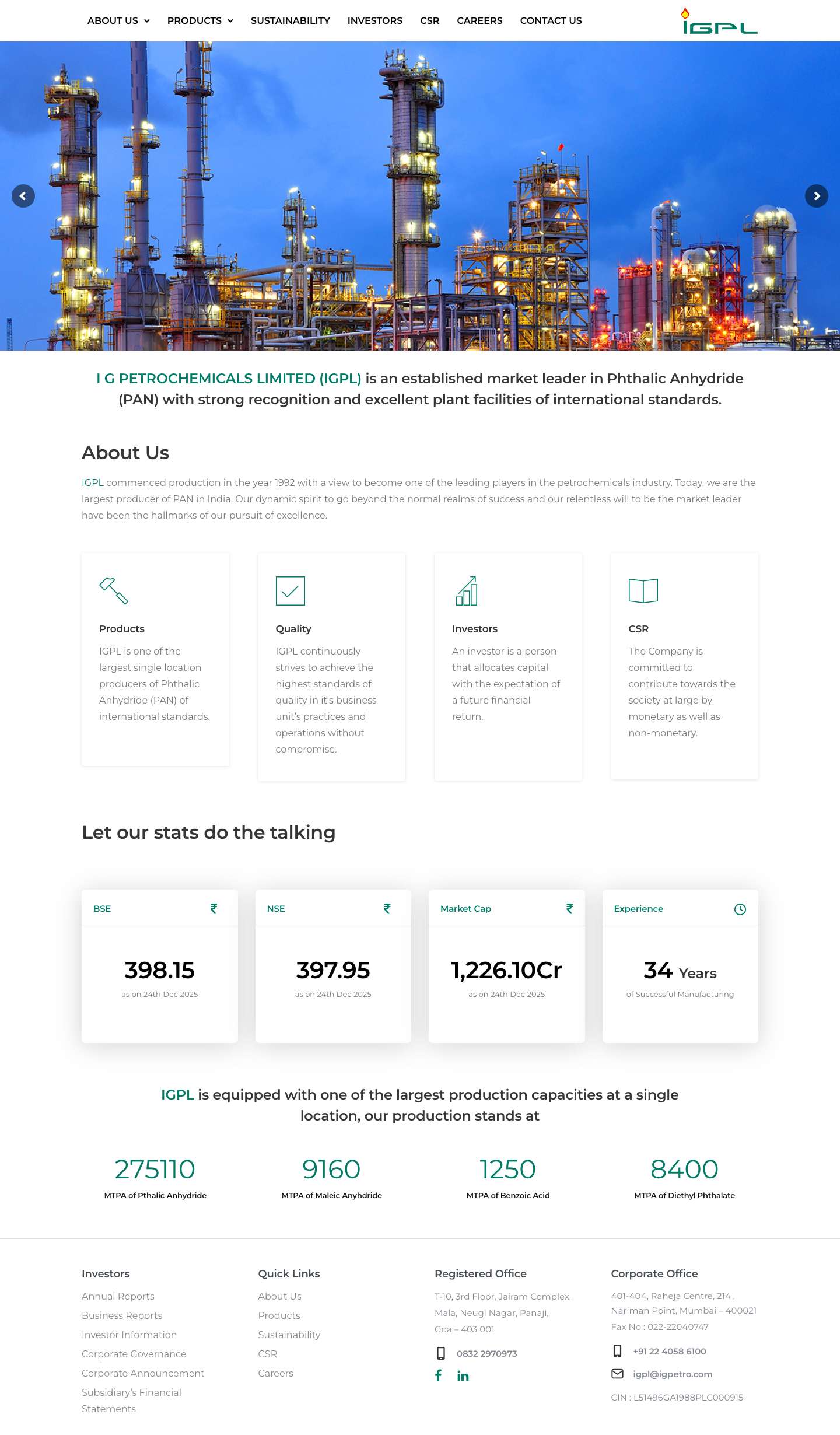 I G Petrochemicals Limited - Full Screenshot