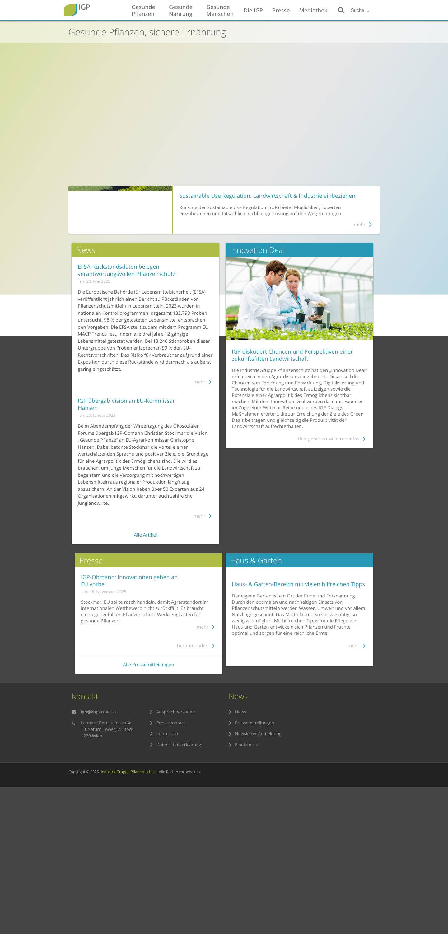 IGP – IndustrieGruppe PflanzenschutzGesunde Pflanzen, sichere Ernährung - Full Screenshot