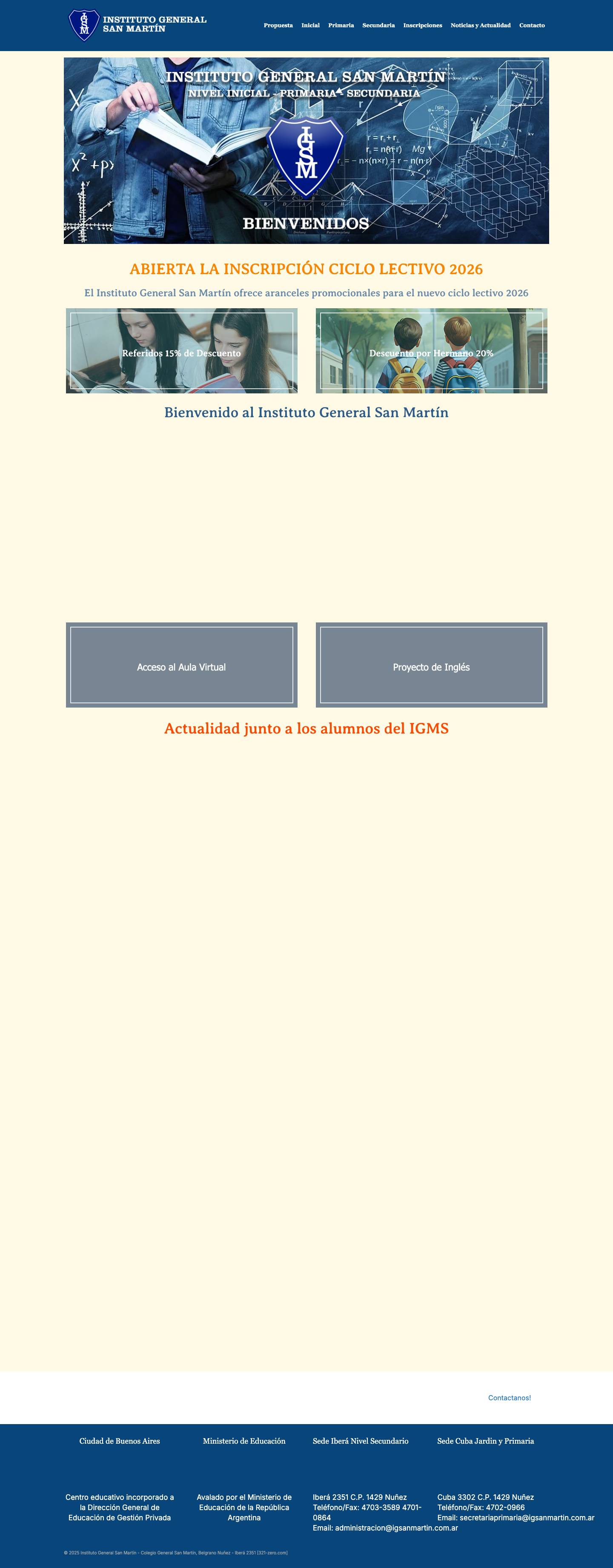 Instituto General San Martín Nuñez/Belgrano Jardín, Primaria, Secundaria - Full Screenshot