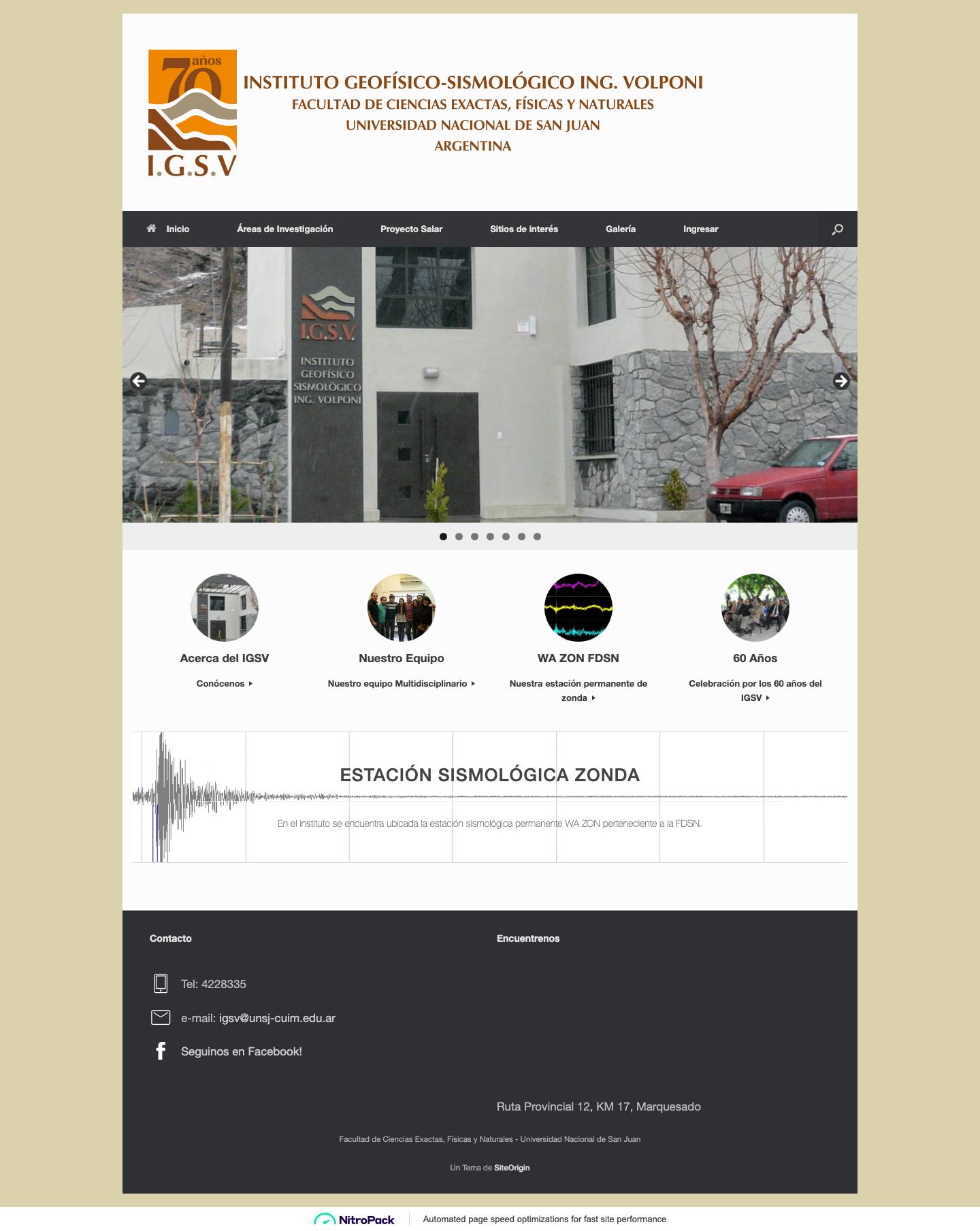 Inicio - Instituto Geofísico-Sismológico Volponi - Full Screenshot