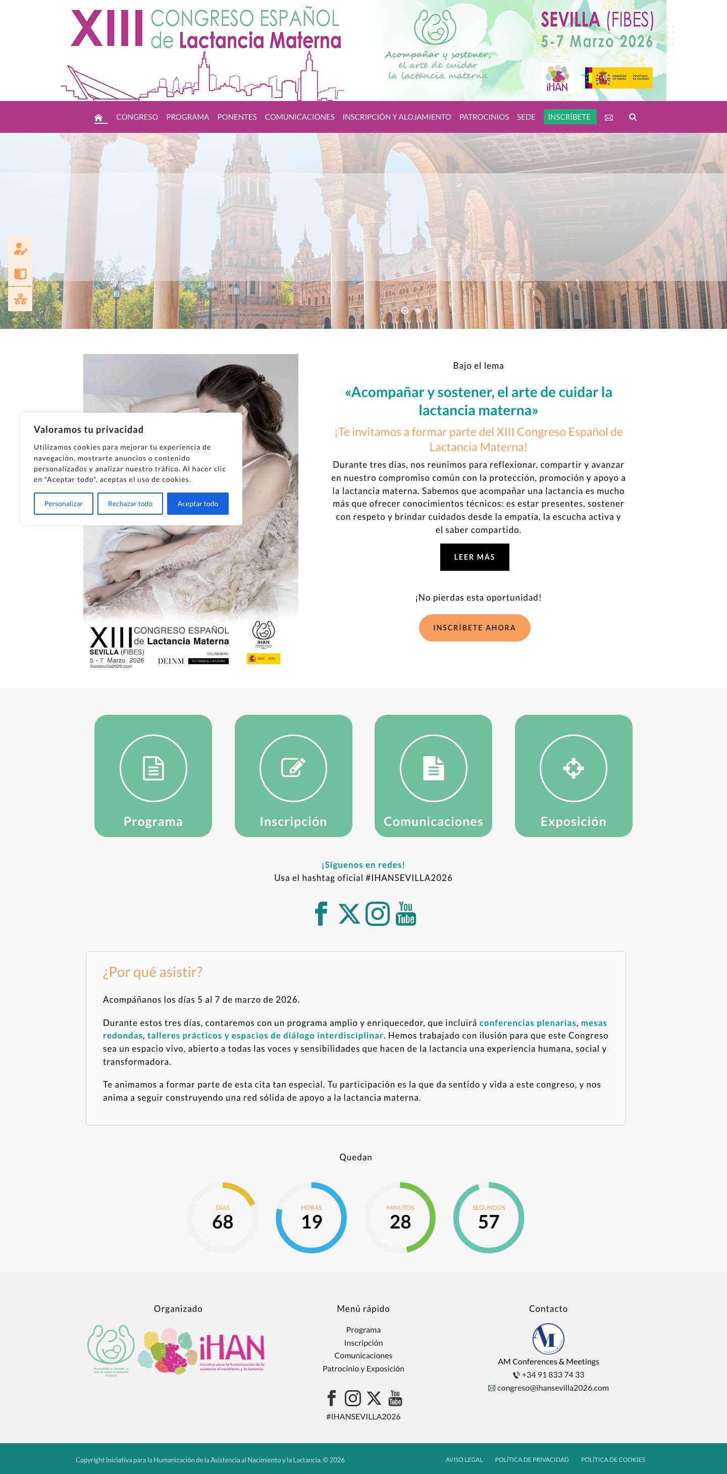 XIII Congreso Español de Lactancia Materna. SEVILLA 2026 – XIII Congreso Español de Lactancia Materna. SEVILLA 2026 - Full Screenshot