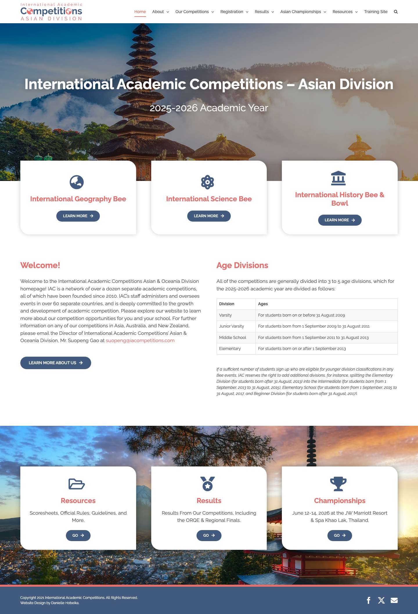 International Academic Competitions – Asian Division – Academic Competitions for Elementary through High School Aged Students in Asia - Full Screenshot