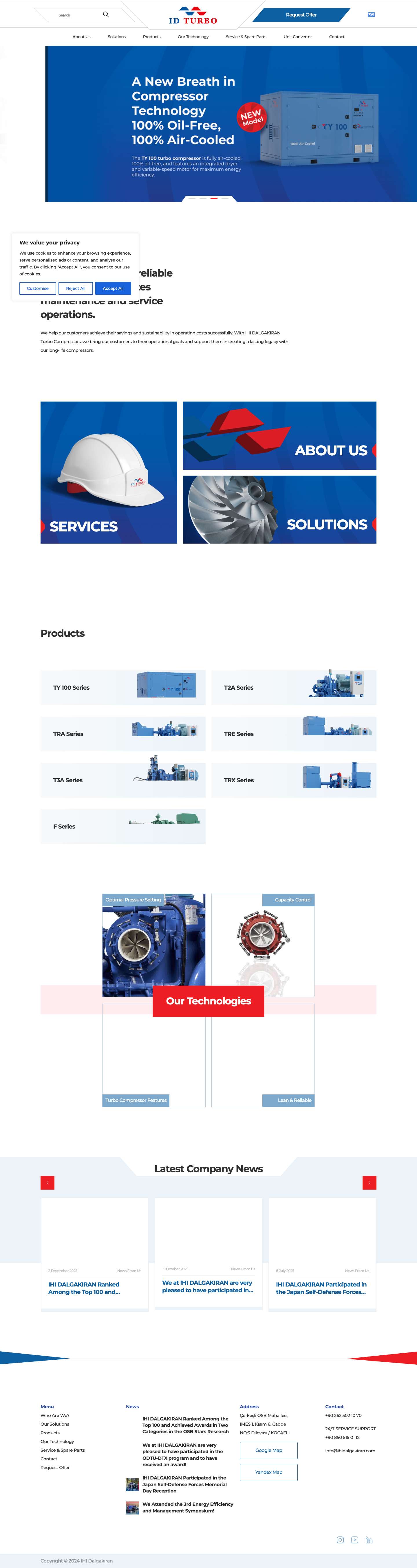 Advanced Tech in Industrial Turbo Compressors | ID TURBO - Full Screenshot