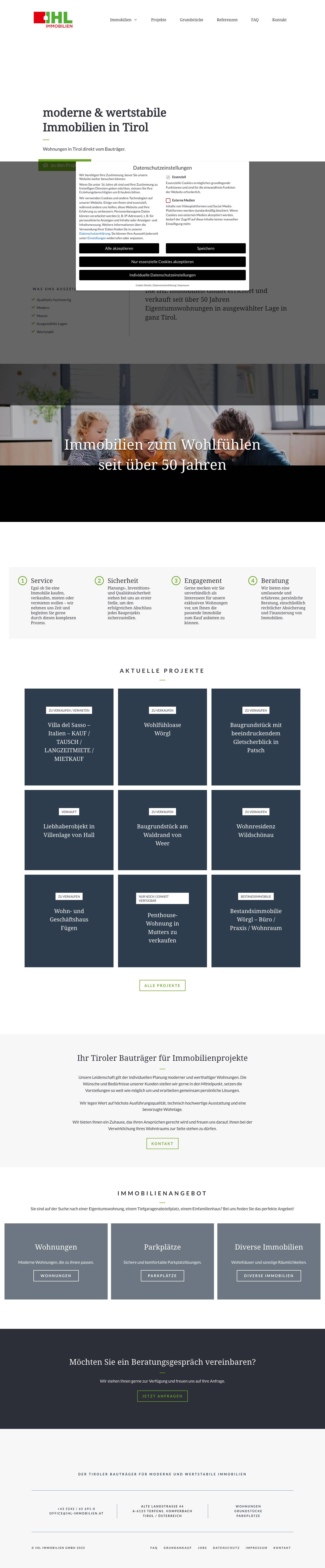 Immobilien vom Bauträger in Tirol - IHL Immobilien GmbH - Full Screenshot