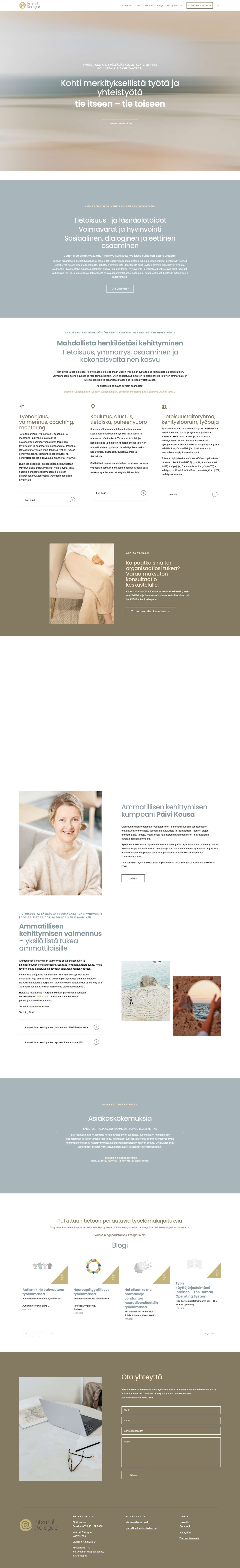 Työnohjaaja, työelämävalmentaja & mentor Päivi Kousa - Internal DialogueClick to open the search input fieldAddressLampUsersPreviousNextScroll to top - Full Screenshot
