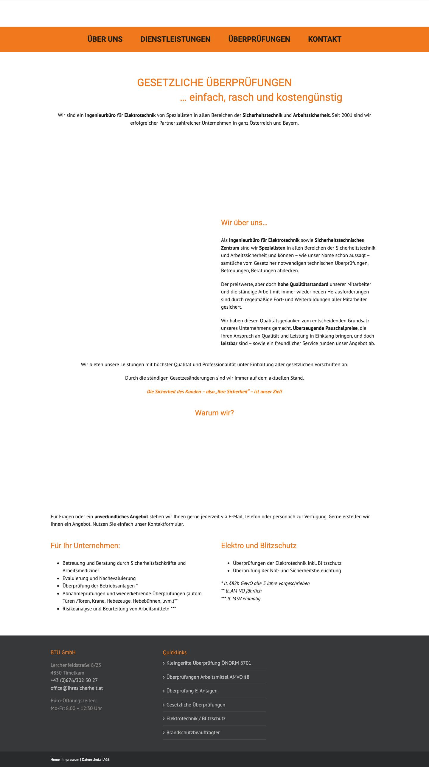 Ihre Spezialisten für Sicherheitstechnik & Arbeitssicherheit | BTÜ GmbH - Full Screenshot