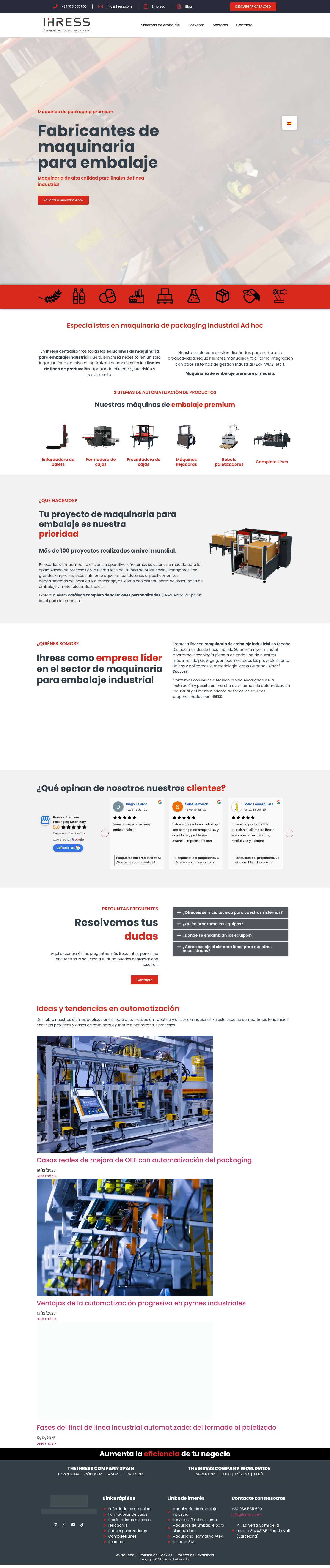 Maquinaria para embalaje - Ihress Premium PackagingWhatsApp - Full Screenshot