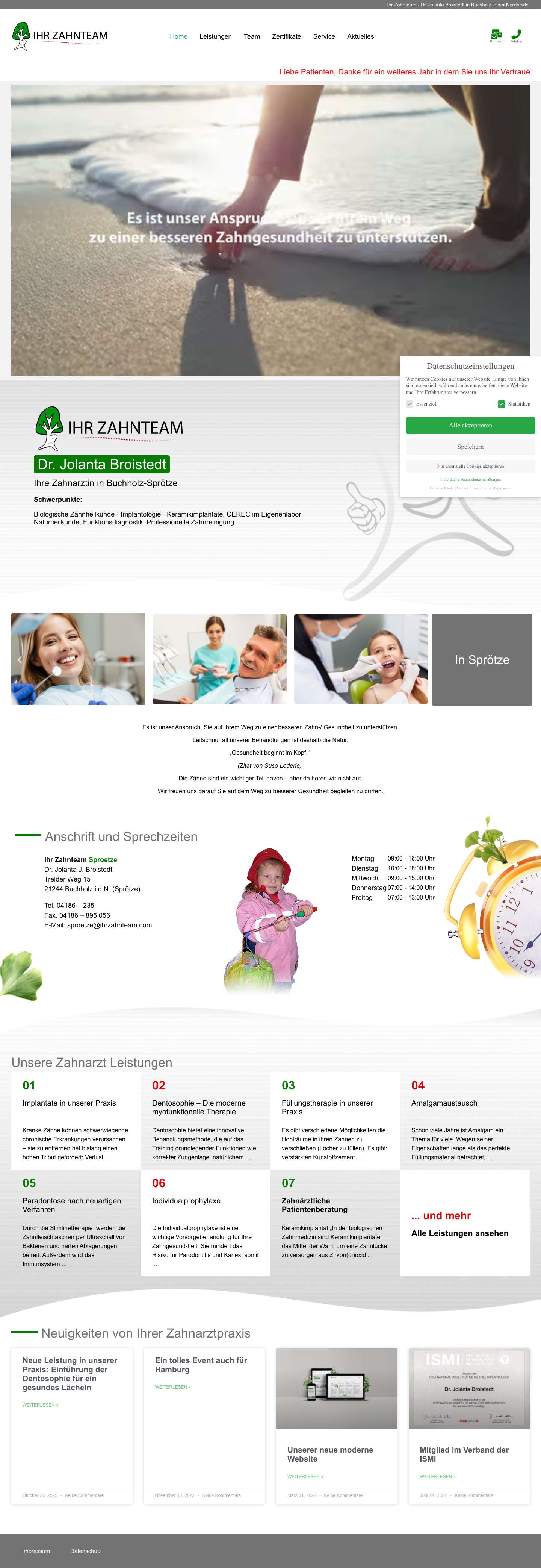 Zahnarzt in Sprötze - Buchholz in der Nordheide - Full Screenshot