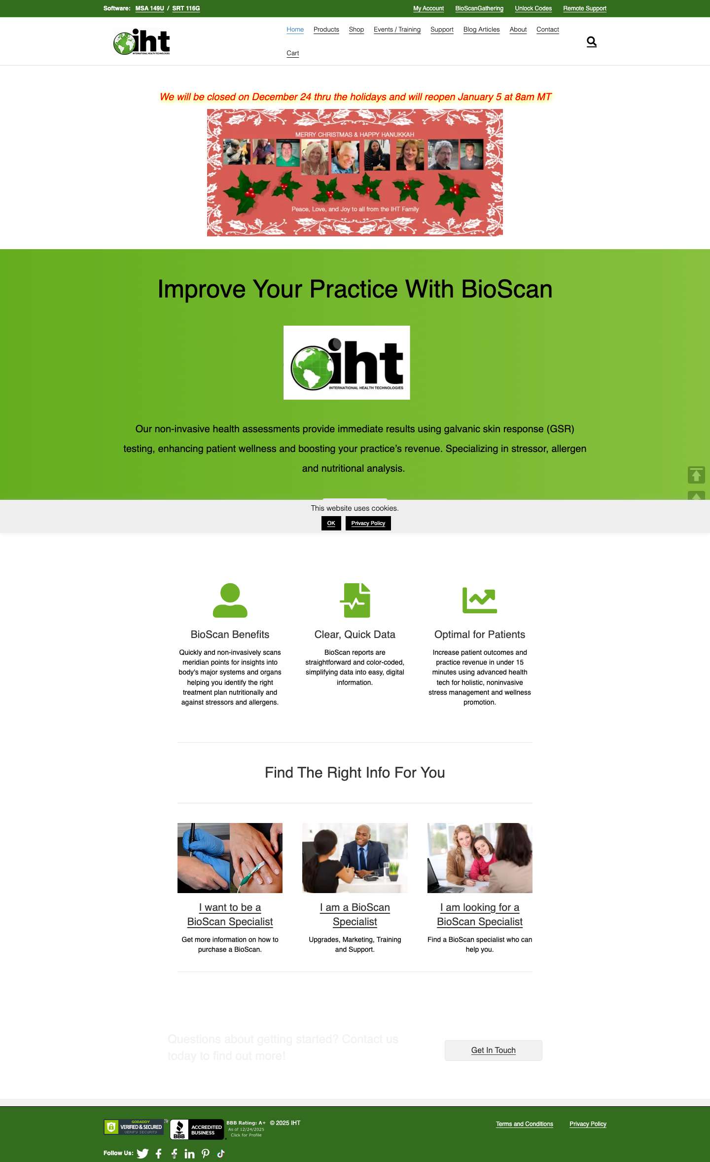 IHT BioScan - The New Standard in Healthcare - Full Screenshot