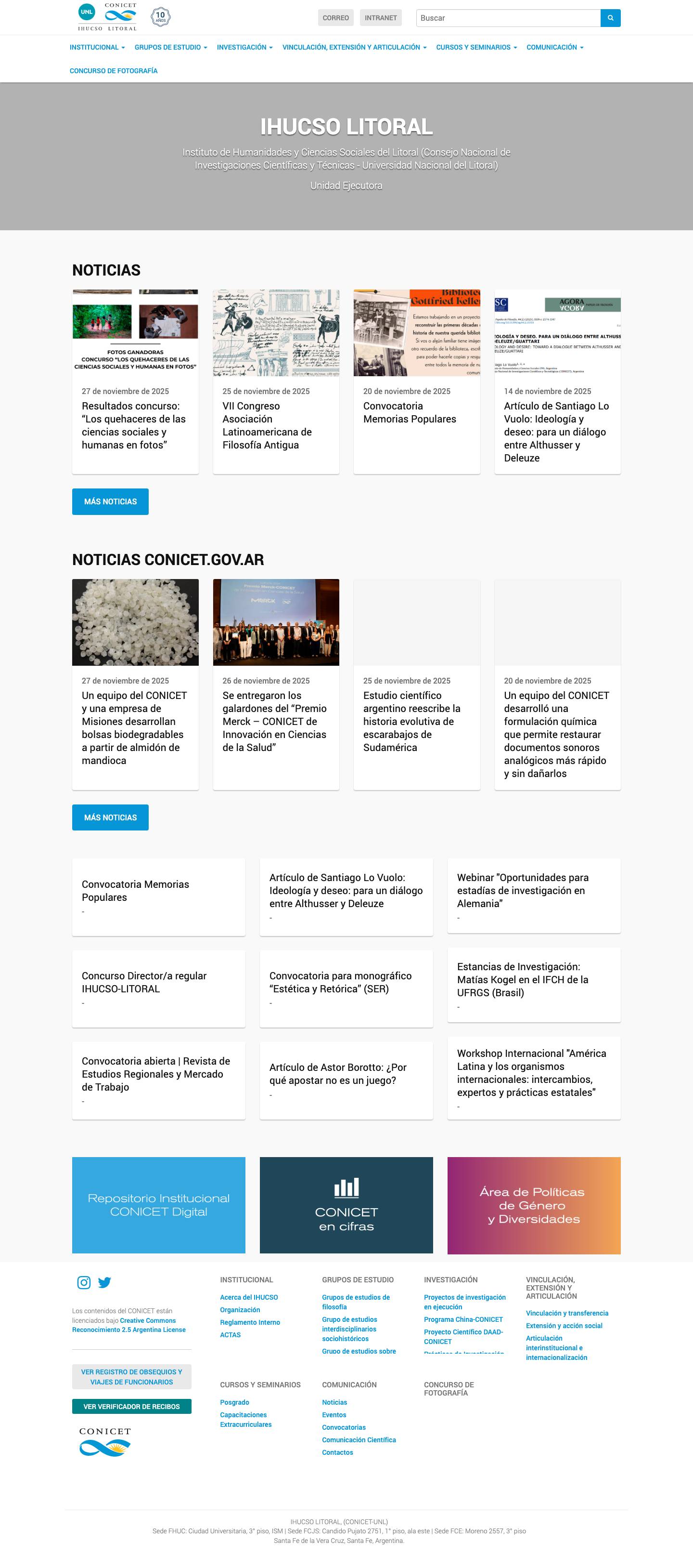 IHUCSO LITORAL | Instituto de Humanidades y Ciencias Sociales del - Full Screenshot