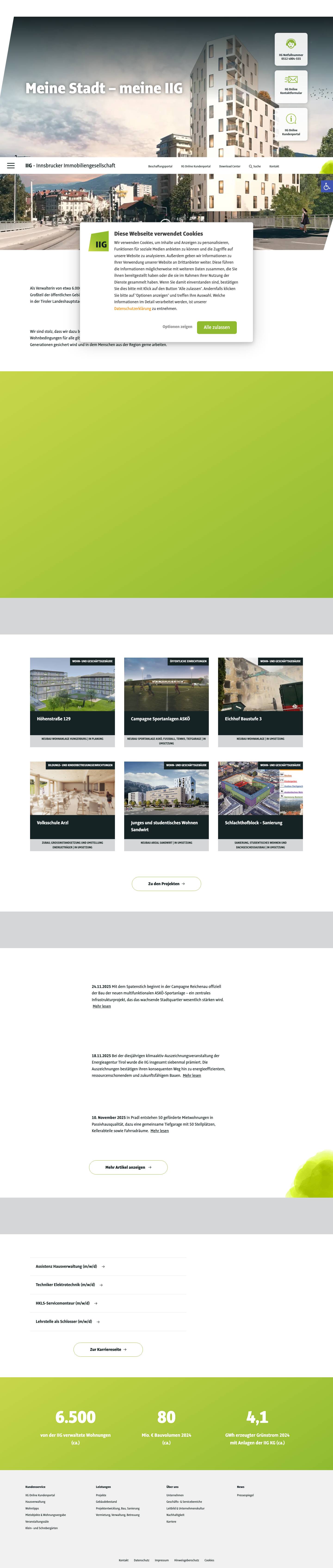 IIG - Innsbrucker ImmobiliengesellschaftBedienungshilfenText vergrössernText verkleinernGraustufenHoher KontrastNegativer KontrastHeller HintergrundLinks unterstreichenLesbare SchriftartReset - Full Screenshot