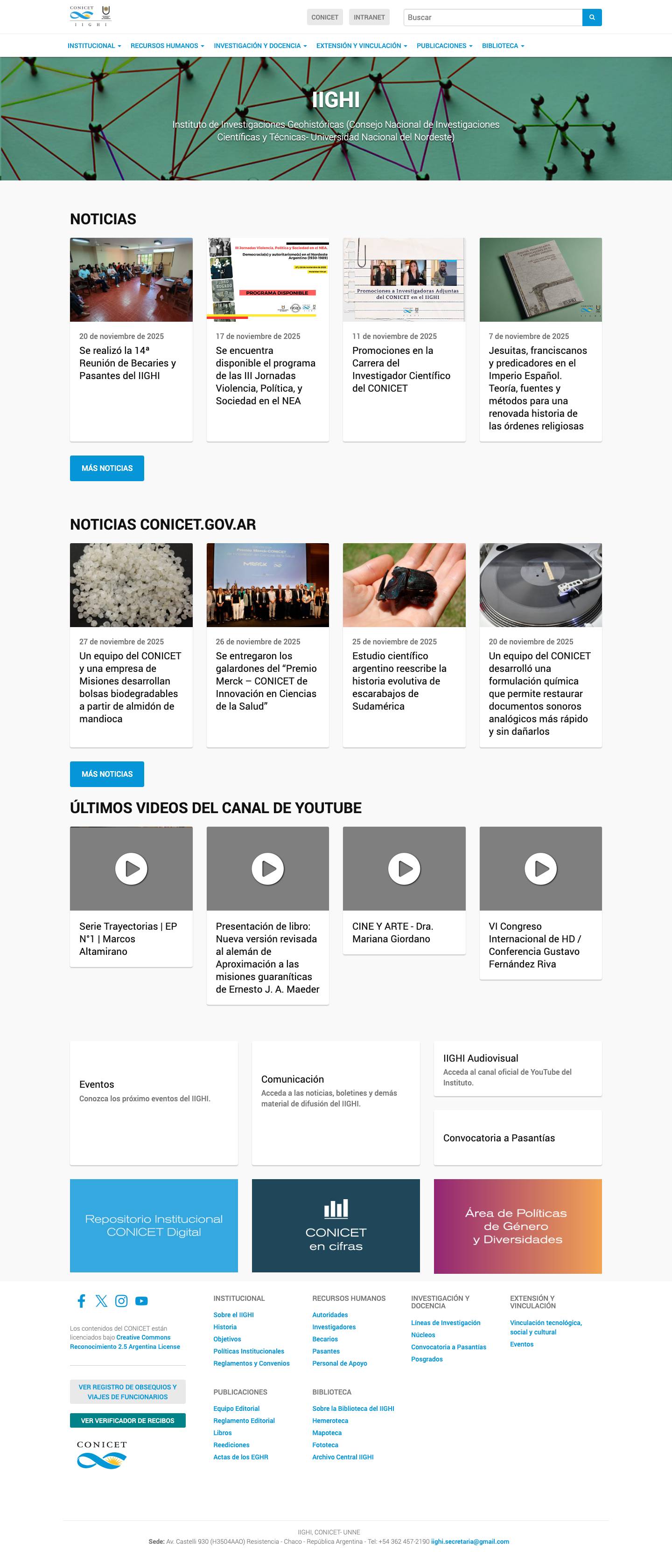 IIGHI | Instituto de Investigaciones Geohistóricas (Consejo Naci - Full Screenshot