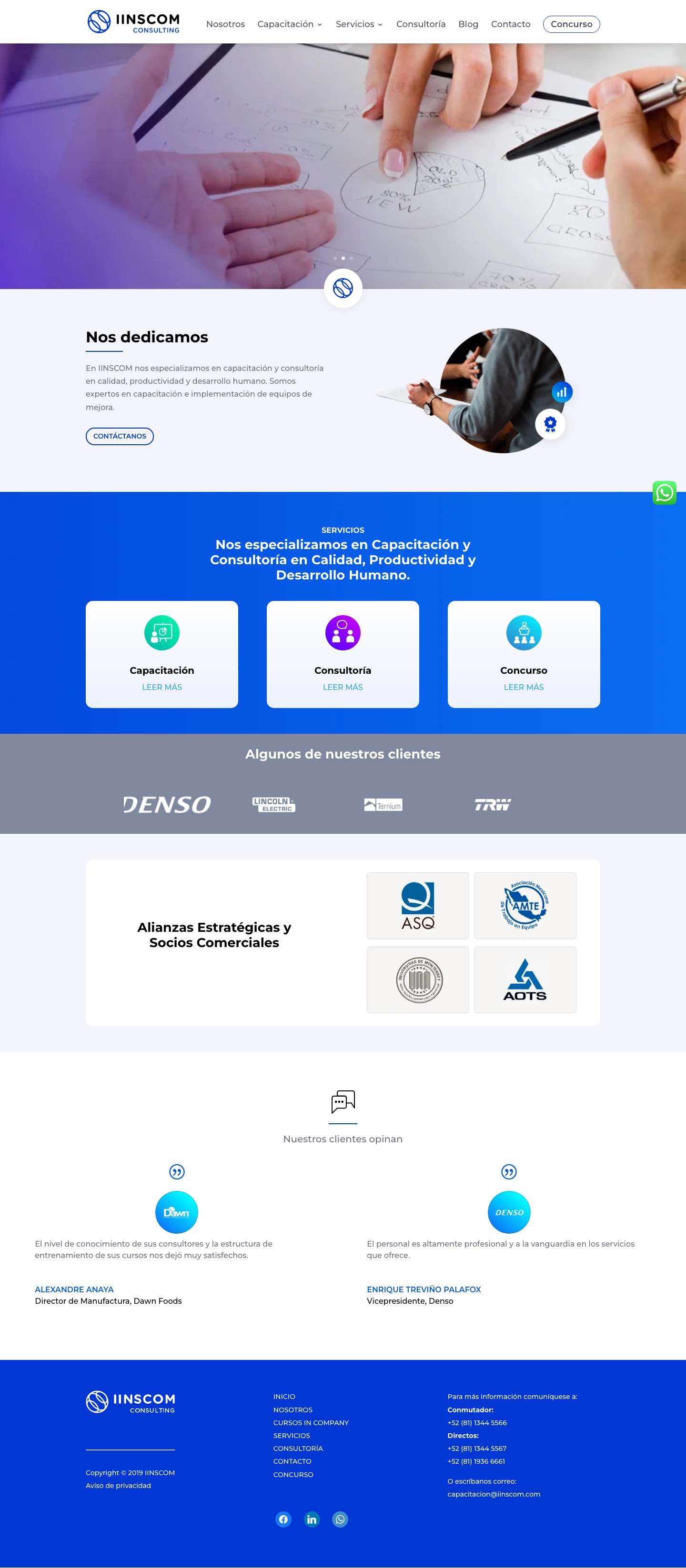 Inicio - Expertos en Capacitación y Consultoría - IINSCOM - Full Screenshot