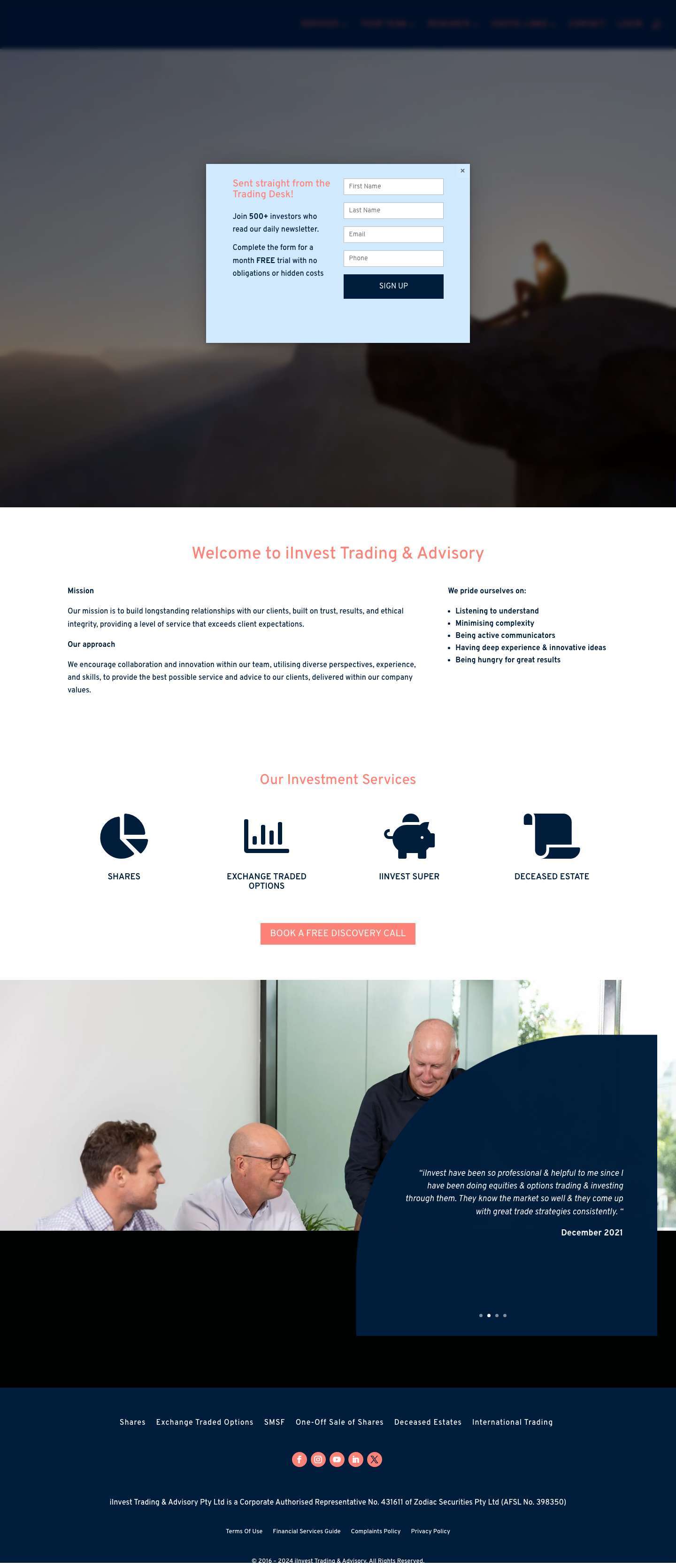 Share Trading | Financial Advisors - Full Screenshot