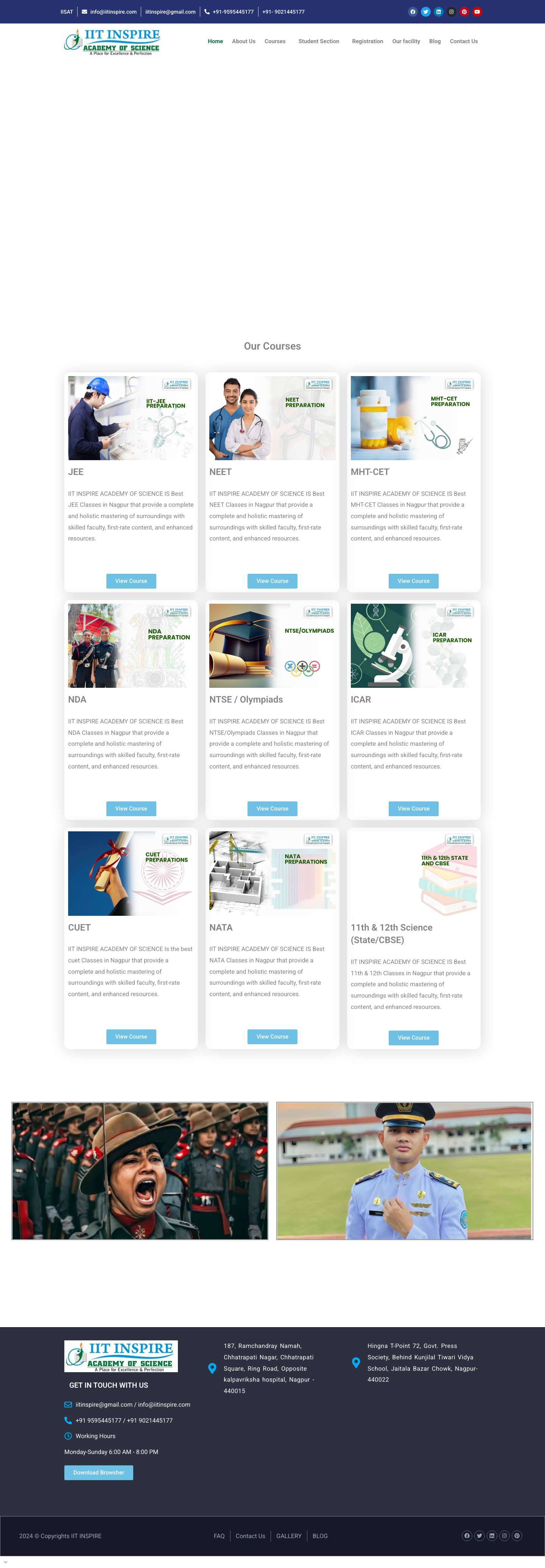 IIT INSPIRE-Best Coaching Institute For JEE-NEET-NDA Exams - Full Screenshot