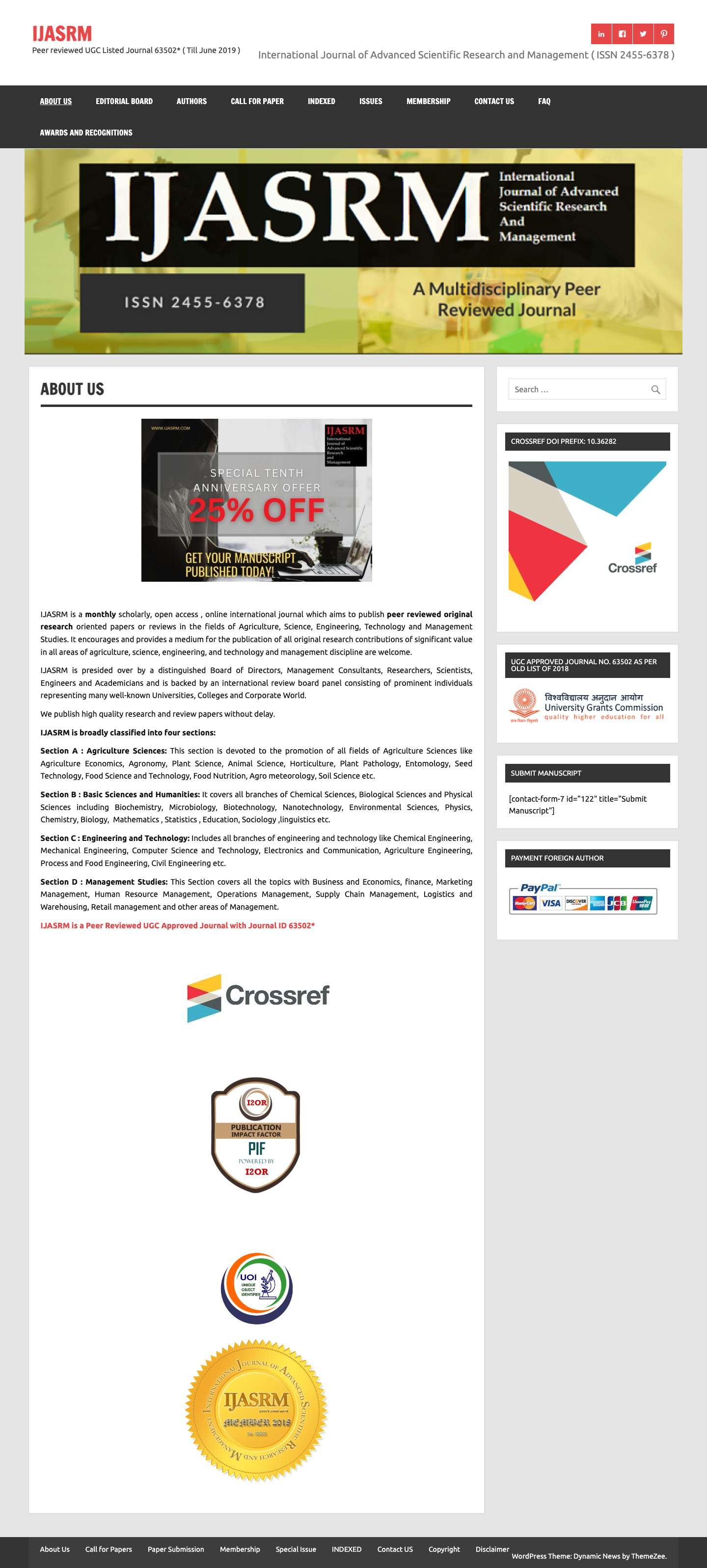 IJASRM – Peer reviewed UGC Listed Journal 63502* ( Till June 2019 ) - Full Screenshot